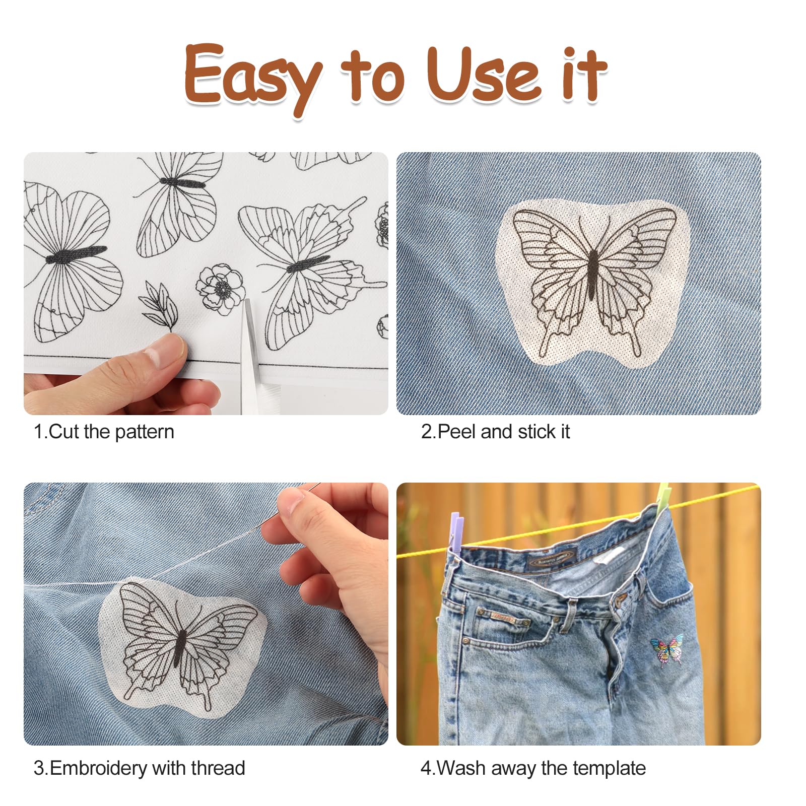 Wasserlösliche Stickvorlagen Blumen | Stickmuster Papier Für Handstickerei