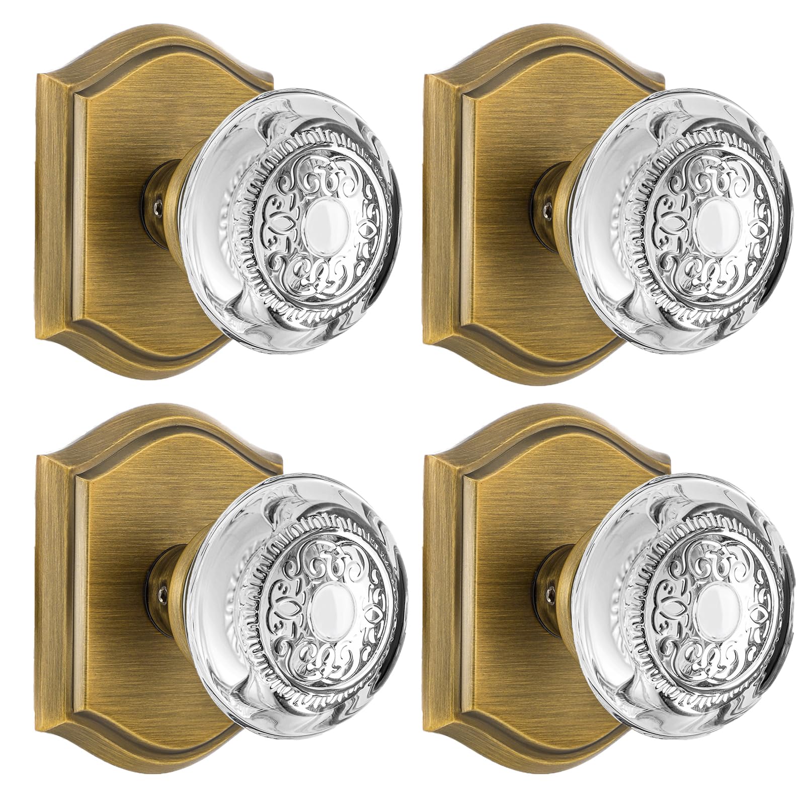 Vintage Brass Glass Door Knobs with Lock -28