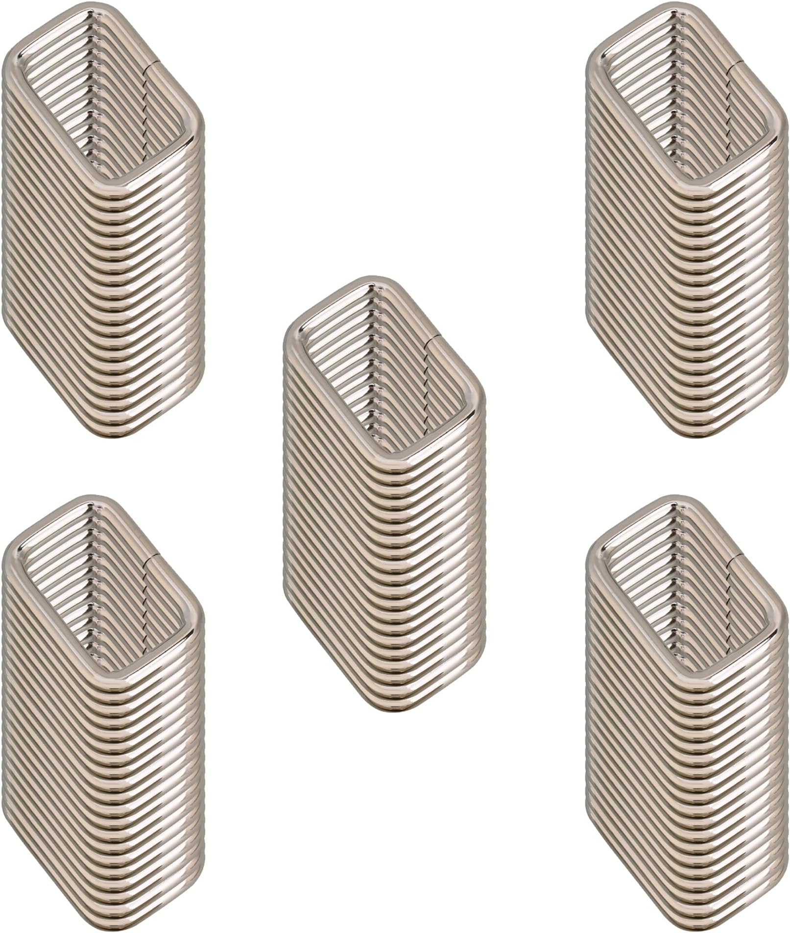 RDEXP 25mm Metal Bag Purse Snap Hook Rectangle Rings Webbing Belts Buckle Set of 100, Silver, 34 x 24mm/1.34 x 0.94"(L x W)