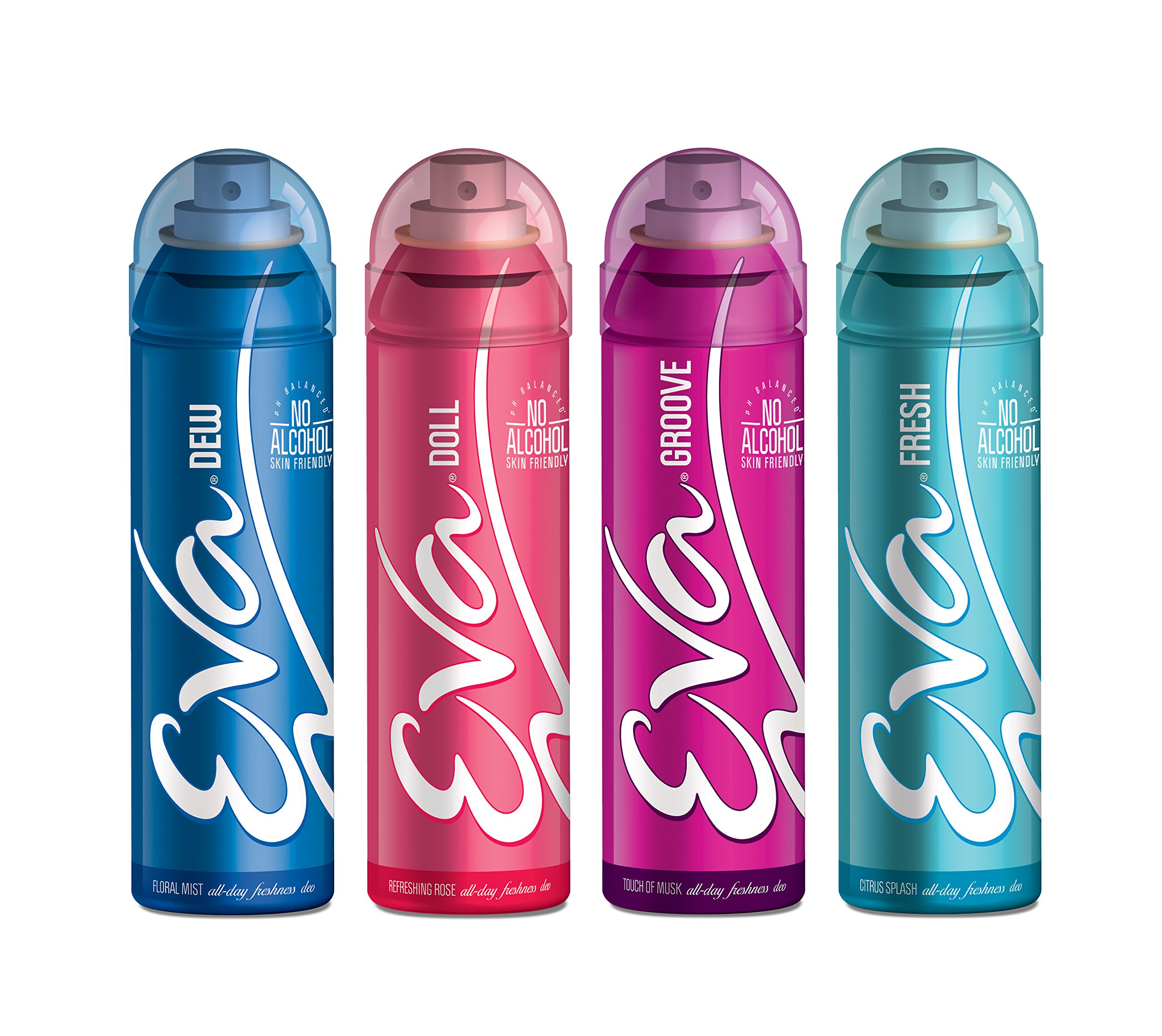 Eva Deodorants 125ml Fresh, Doll, Dew and Groove Combo 4