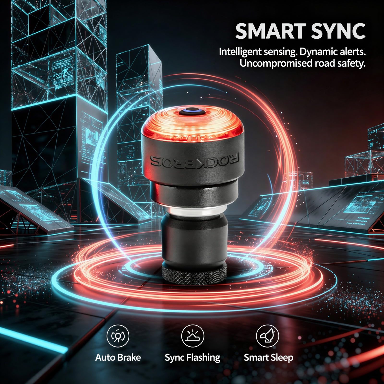 Aluminiowe tylne światło rowerowe z inteligentnym czujnikiem hamulca, automatyczne miganie synchronizacji, ładowanie Smart Sleep, mocowanie kasku, ostrzeżenie o bezpieczeństwie jazdy na rowerze