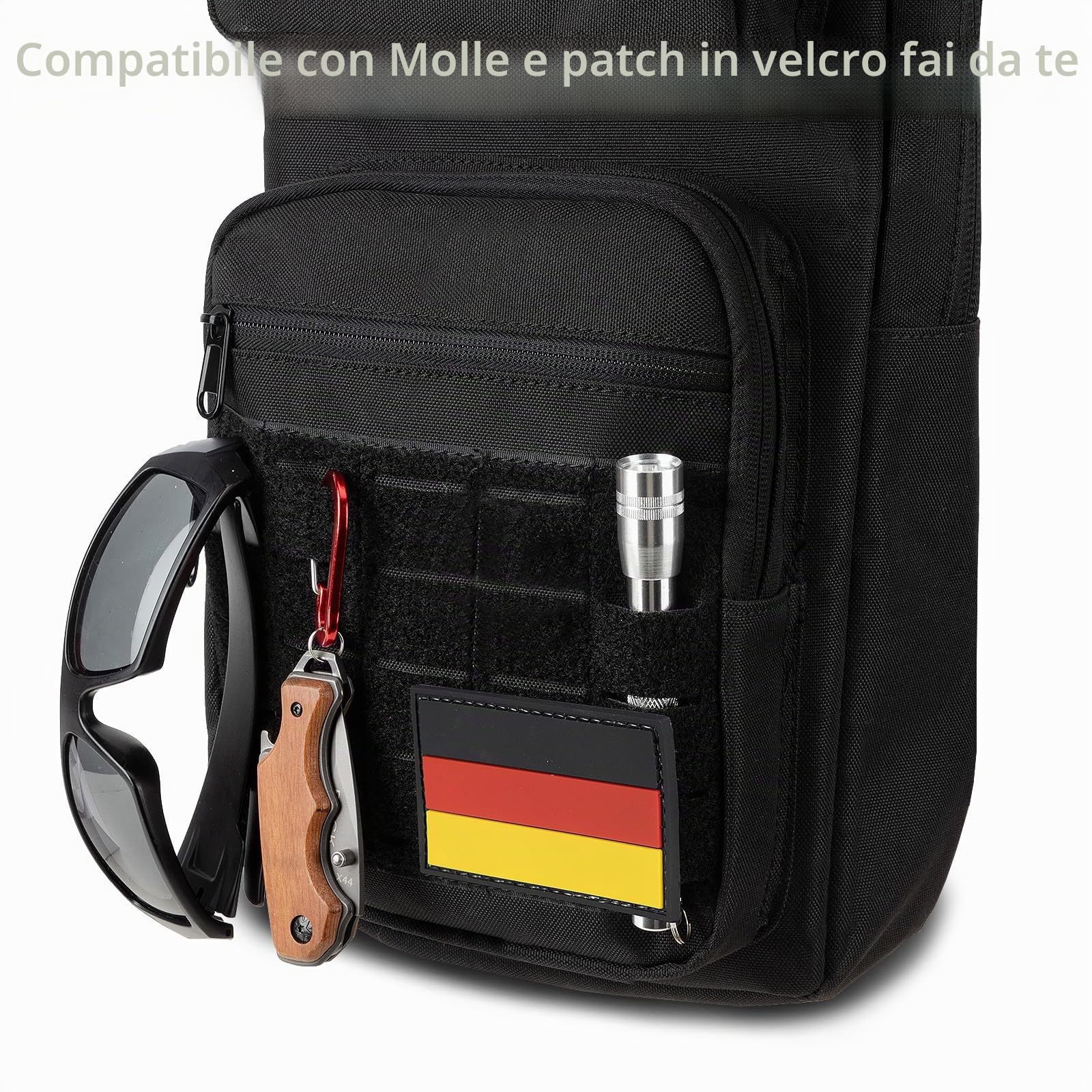 Jueachy Zaino Idratazione con 3L TPU Vescica d'Acqua: Tattico Zaino Moto Sci Bici Trail Running MOLLE Militare Borsa Sportivo Uomo Donna Accessori Sport per Ciclismo Maratona Corsa Trekking