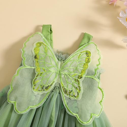 Miniatura 6 de Dcohmch Disfraz de Halloween para niña pequeña, alas de hada, mariposa, sin mangas, tutú