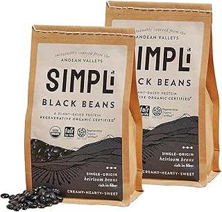 SIMPLi Regenerative Organic Certified Black Beans, Creamy and Rich Flavo...