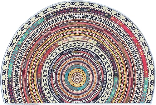 Miniatura 6 de Home - Tapete de puerta media redonda estilo bohemio tapete de bienvenida para interiores alfombra de entrada para exteriores alfombra de entrada