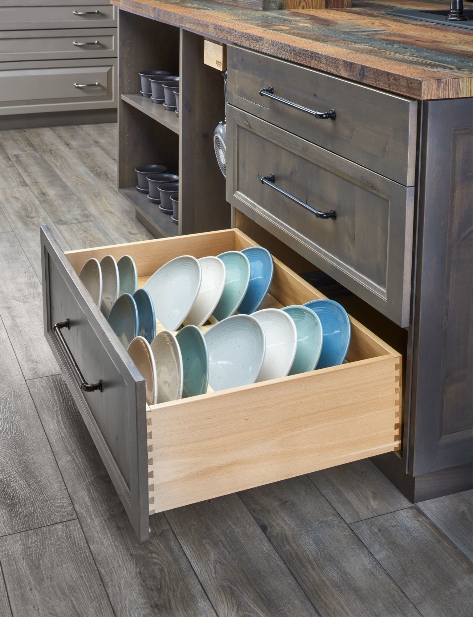 Rev-A-Shelf Wood Plate Divider Insert for Drawer Cabinet, Light Brown