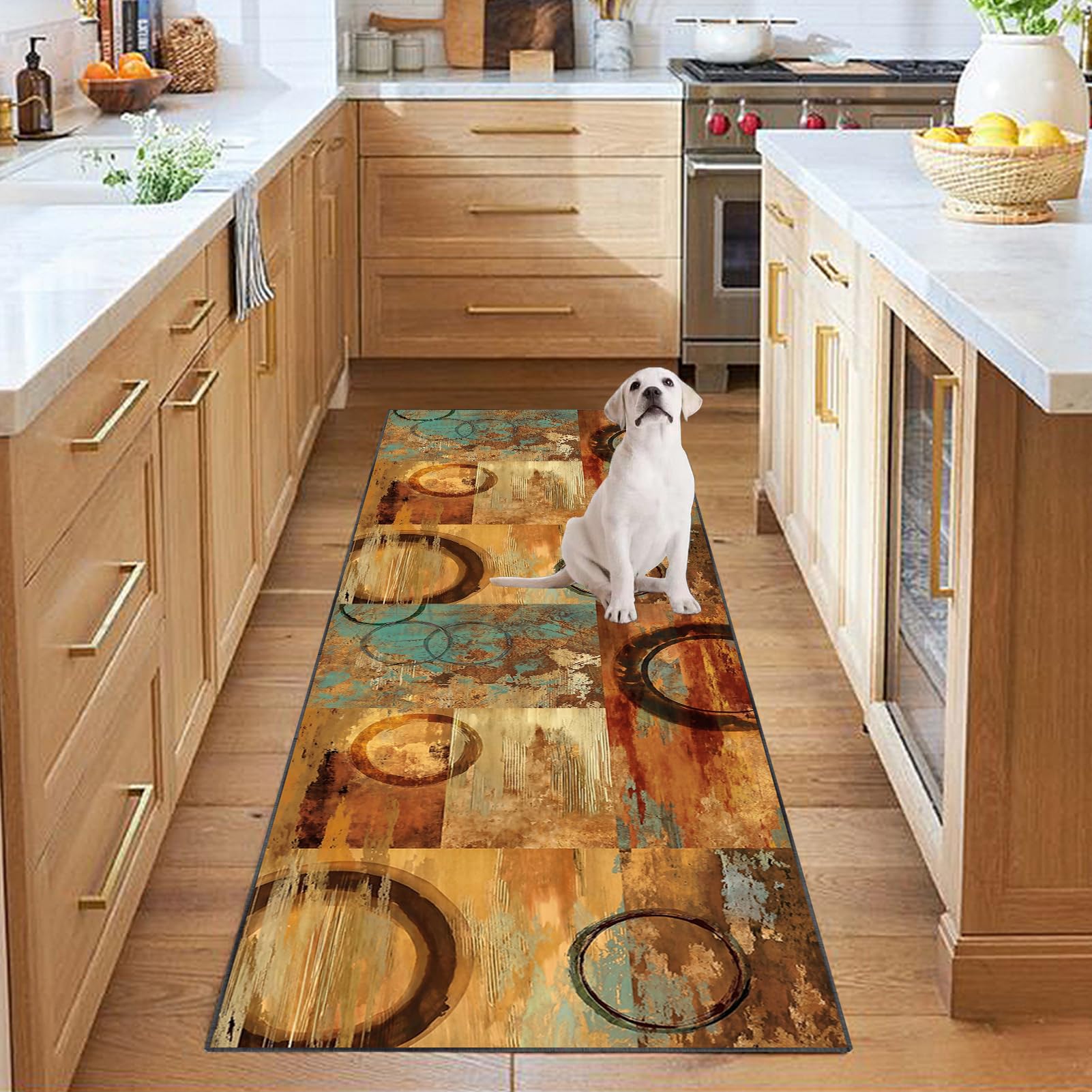 Tapis Couloir Long 90 x 200 cm Tapis de Cuisine Devant Evier Lavable Antiderapant Tapis de Passage Couloir Paillasson Tapis Entree Interieur Tapis de