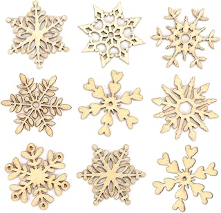 Baker Ross AV677 Snowflake Wooden Shapes - Pack of 45, for Christmas Cards Craft and Decorations