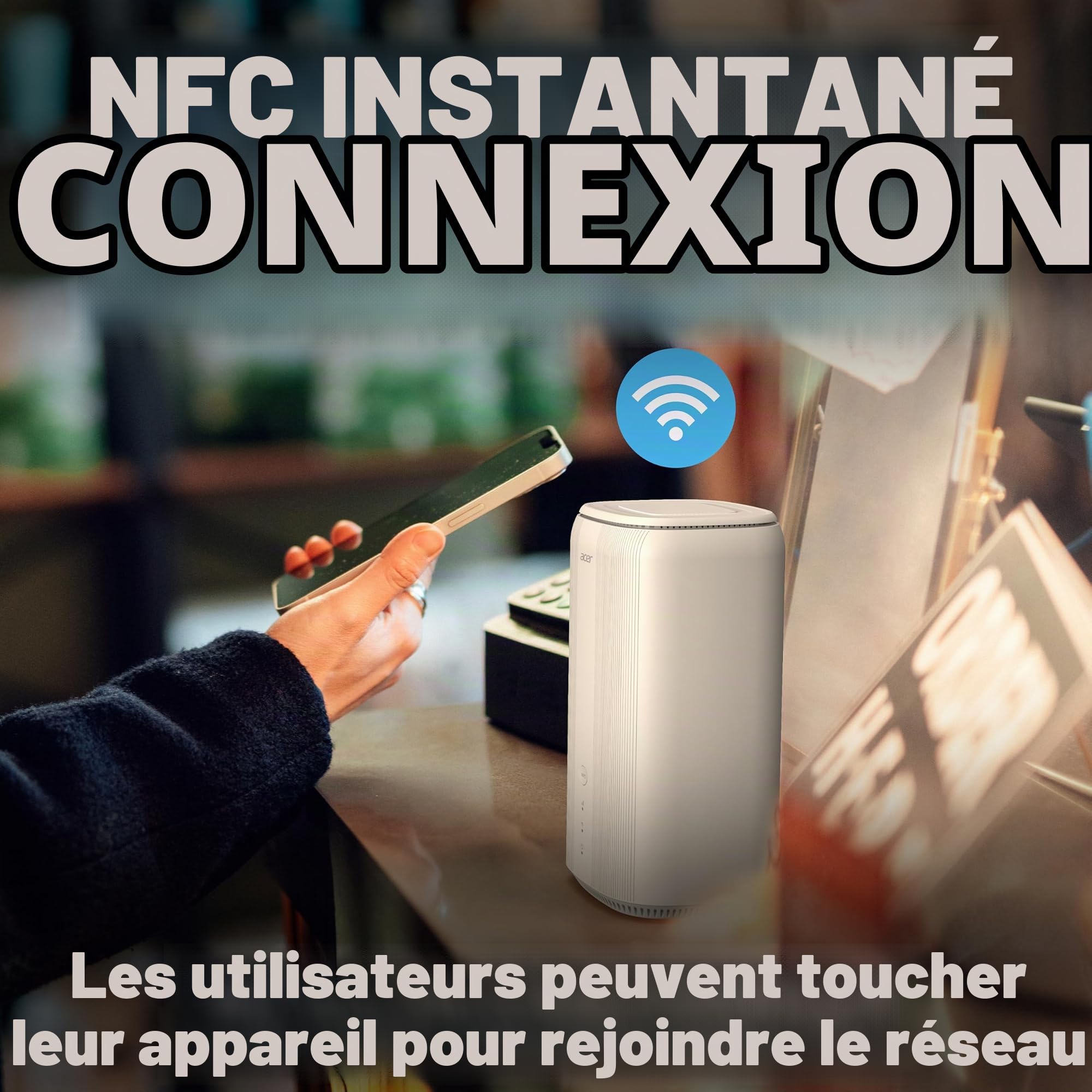 Routeur 5G Acer Connect X6E, WiFi 6E, Connexion instantannée NFC, Technologie 4x4 MU-MIMO, Prise en Charge Multi-appareils