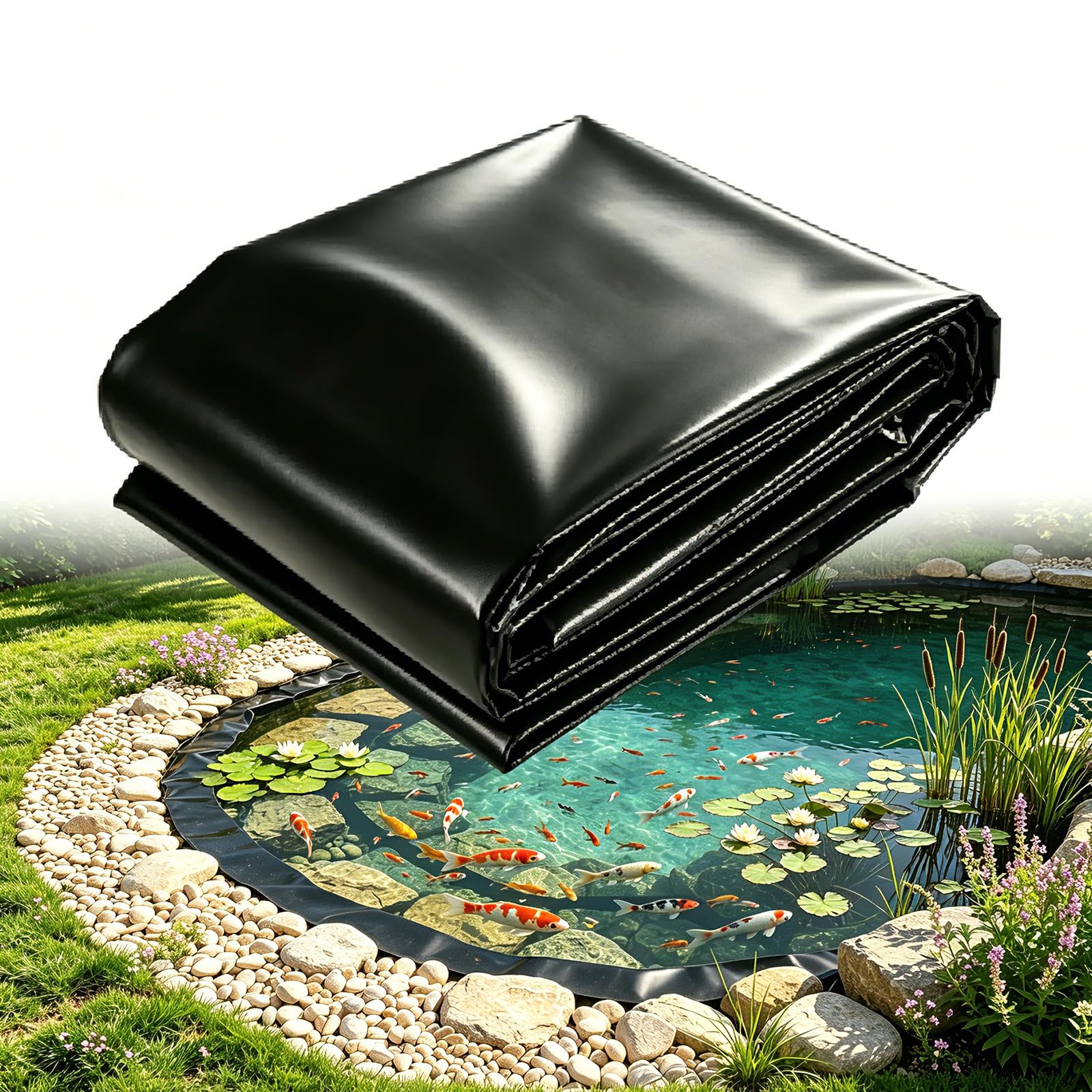 Premium PVC Teichfolie schwarz,HDPE Folie,Schwimmteich Folie Gartenteich | Flexibel Teichfolien Scheibe,Wasserdicht Und Leckdest,Langlebig,Uv-Und Witterungsbeständig Für Teich In Verschiedenen Größen