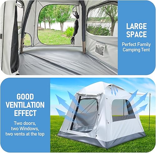 Miniatura 4 de Easy Set up Inflatable Camping Tent 3-4 Person Glamping Outdoor Air Blow Up Tents, Waterproof Inflatable House Tent for Adults