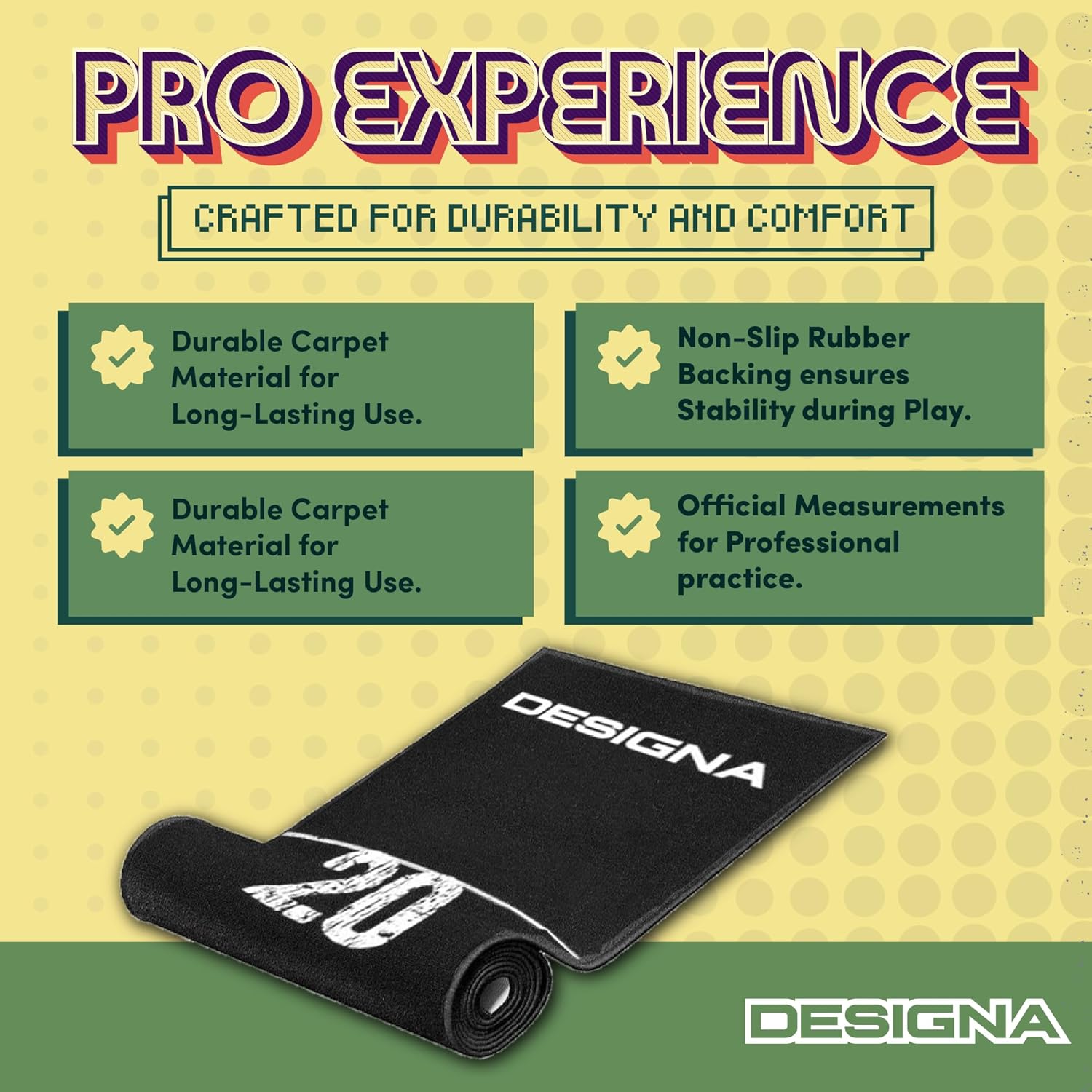 | Non-Slip Carpet Dart Mat with Double Top Design & Throw Lines | 290cm x 60cm