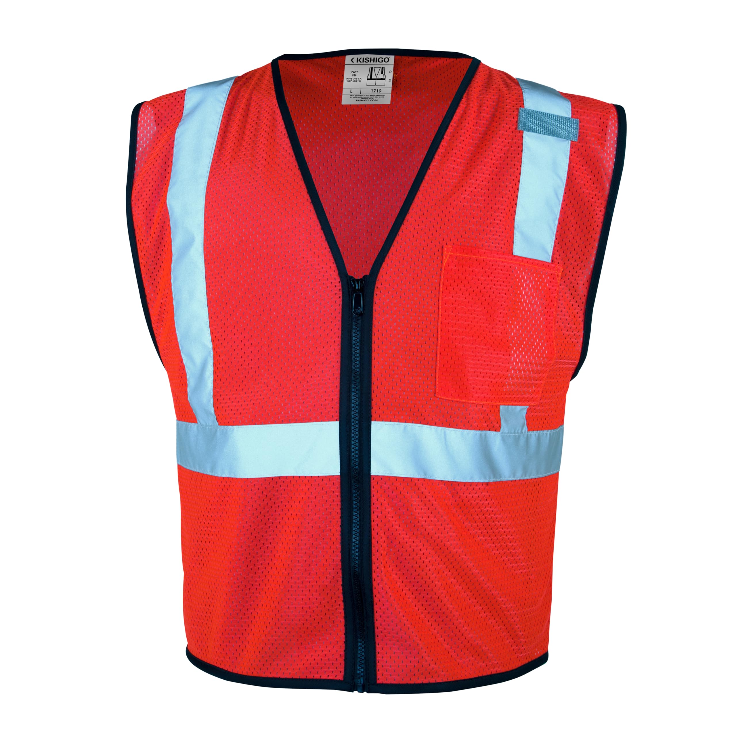Kishigo Unisex High Visibility Reflective Economy Single Pocket Mesh Vest 1519 | 1719, ANSI 107 Type R/Class 2