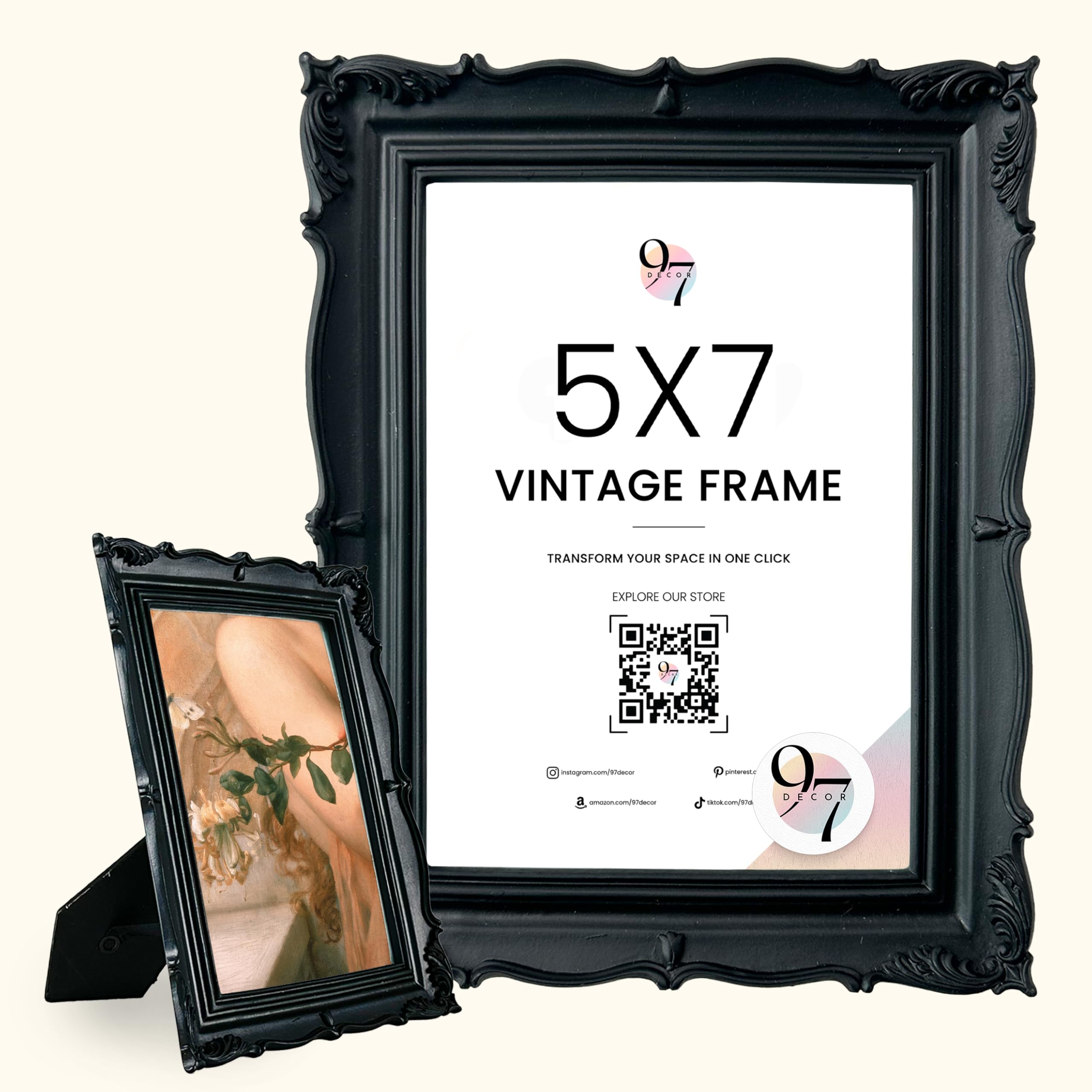 97 Decor Black Gothic Picture Frame 5x7 - Vintage Picture Frames
