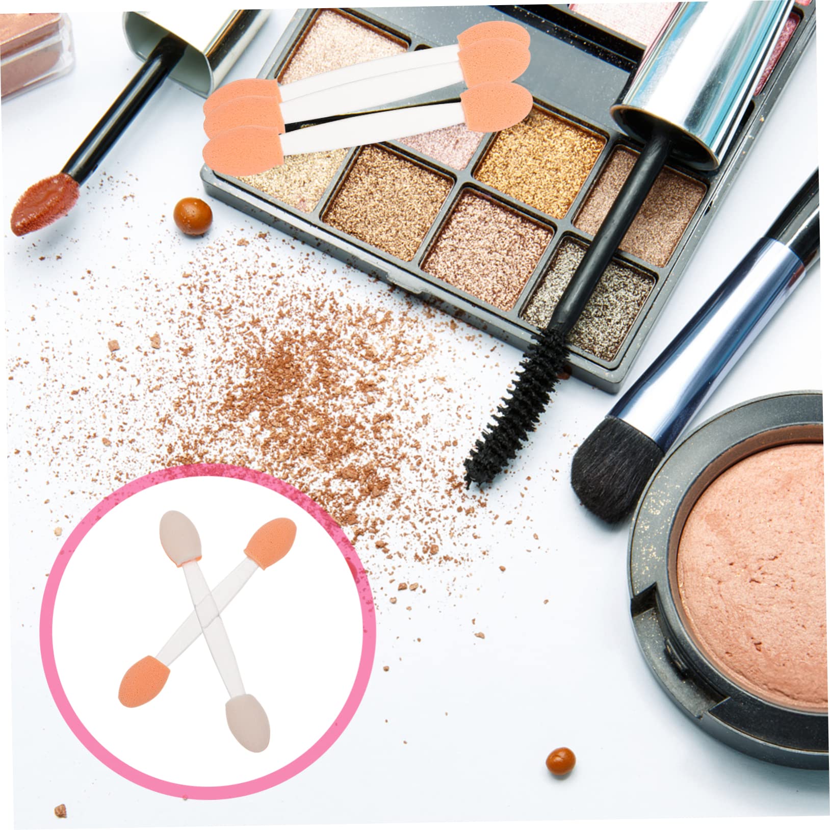 Gogogmee 100pcs Double-ended Eye Shadow Brush Latex Sponge Applicator Set Makeup Tool for Travel Party Daily Use Includes Eyeliner Eyebrow Lash Festival Wedding Proms