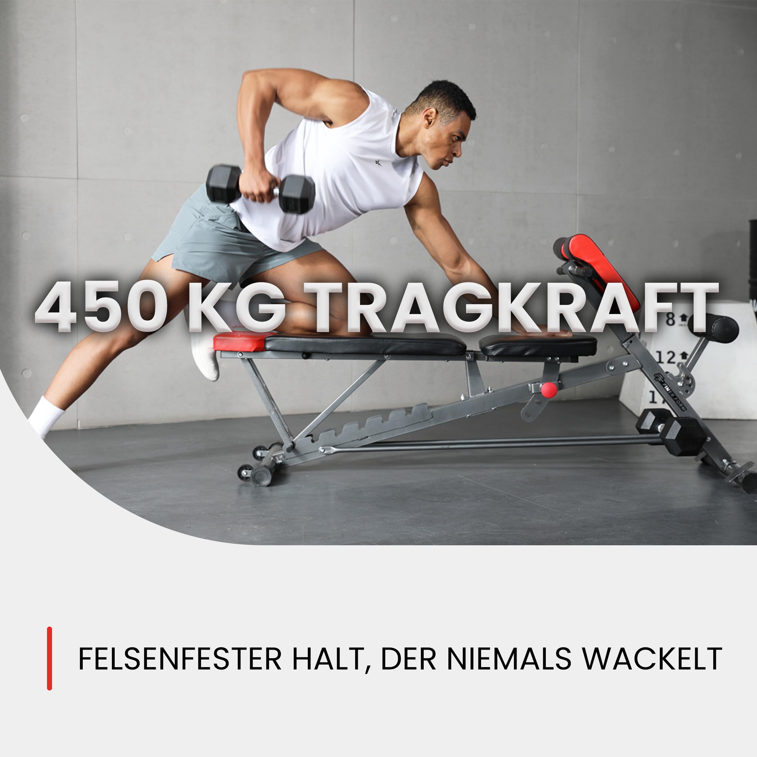 Finer Form Multifunktionale FID Hantelbank für Ganzkörpertraining, übergroße Rückenverlängerung, römischer Stuhl, verstellbare Bauchmuskelbank, Schrägbank, Flachbank