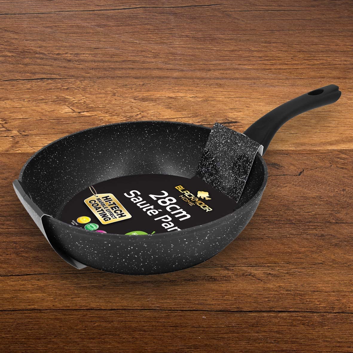 Blackmoor 66199 Classic Sartén Antiadherente de 28 cm/Sartén de Inducción de Cara Profunda/Mango Cool Touch/Apto para Inducción, Placas eléctricas y de Gas/Color Negro