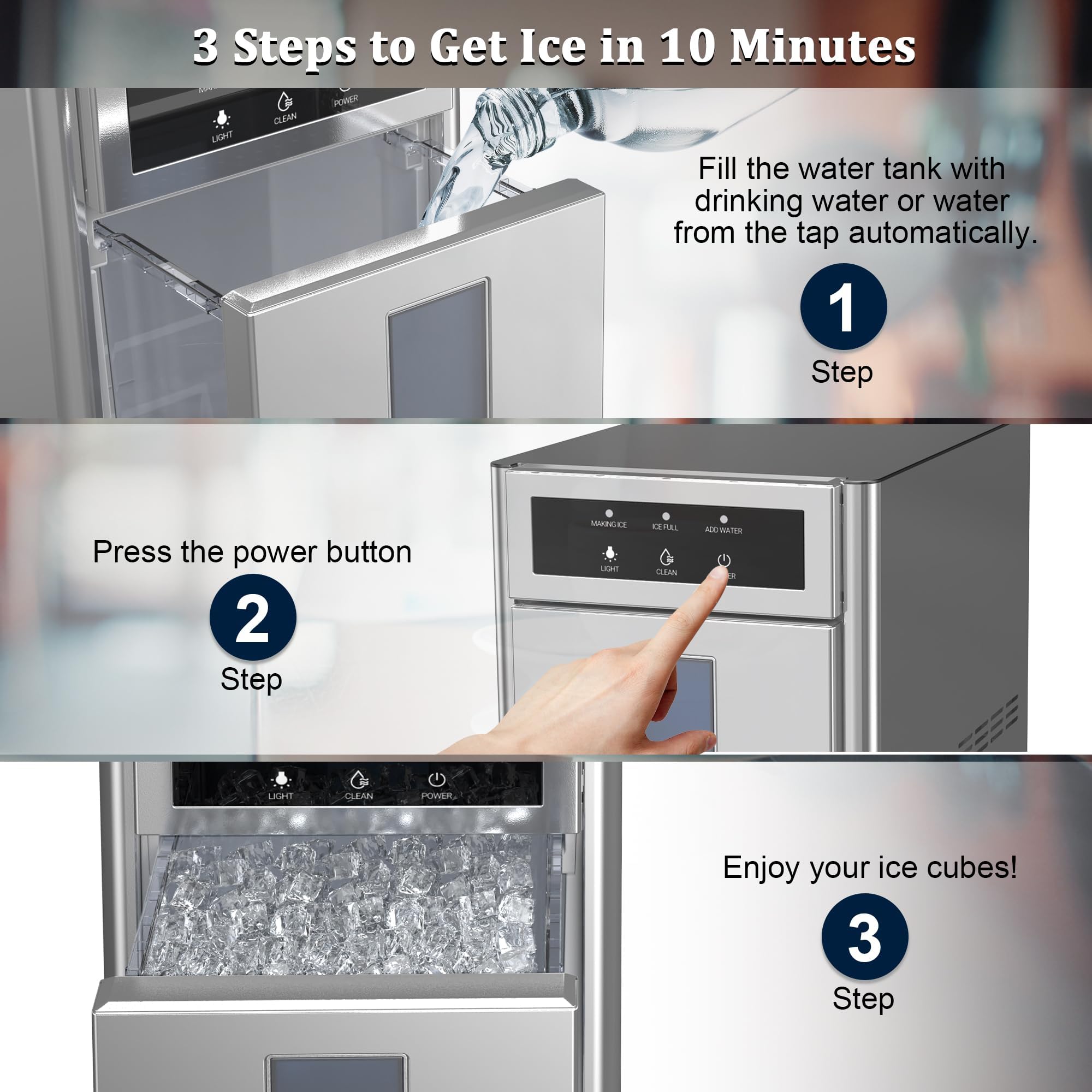 SRGAFIX Nugget Ice Maker, 44Lbs/24H Countertop Ice Makers, Self-Cleaning Ice Machine with 4.4 Lbs Basket, Auto Water Refill, Chewable Pebble Ice Maker for Home Kitchen Party on Fridge.com