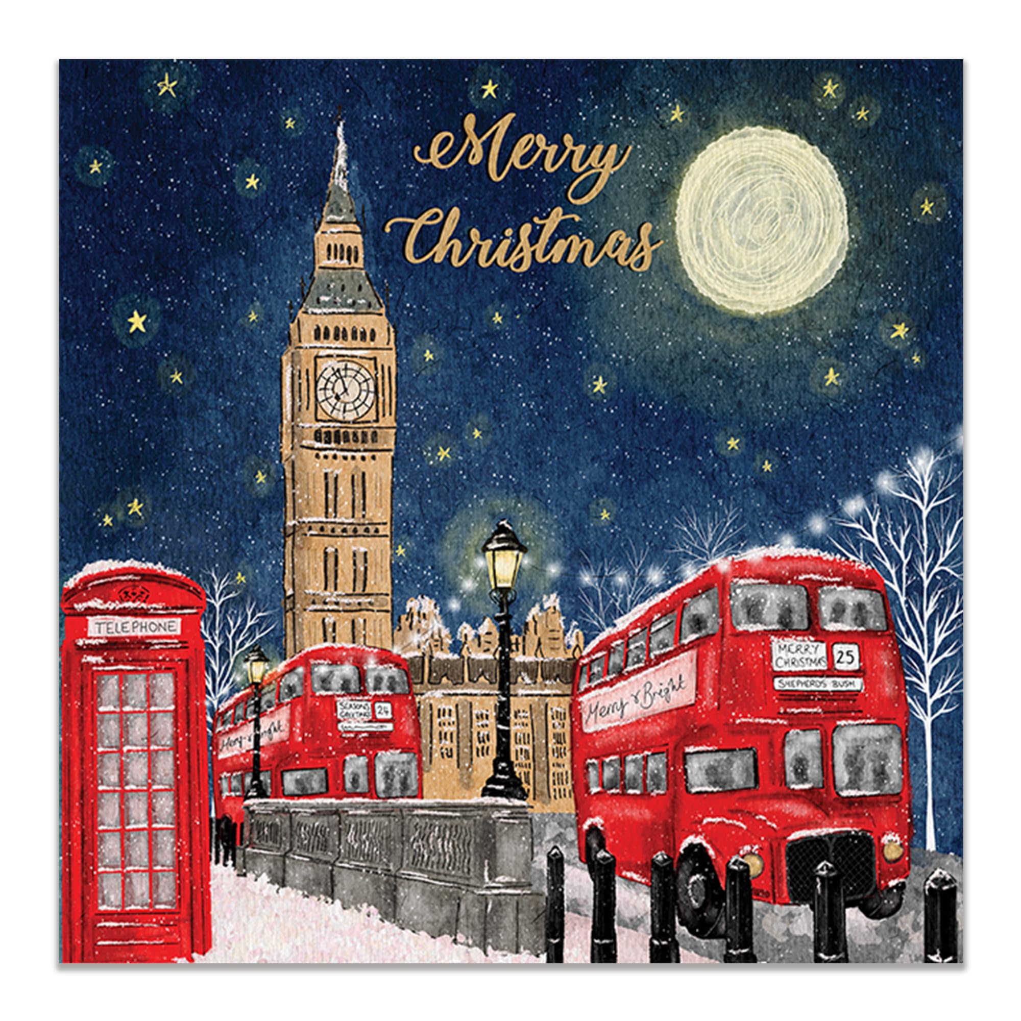 Noel Tatt Charity Christmas Cards Pack of 10 Snowy London Landmark Scenes