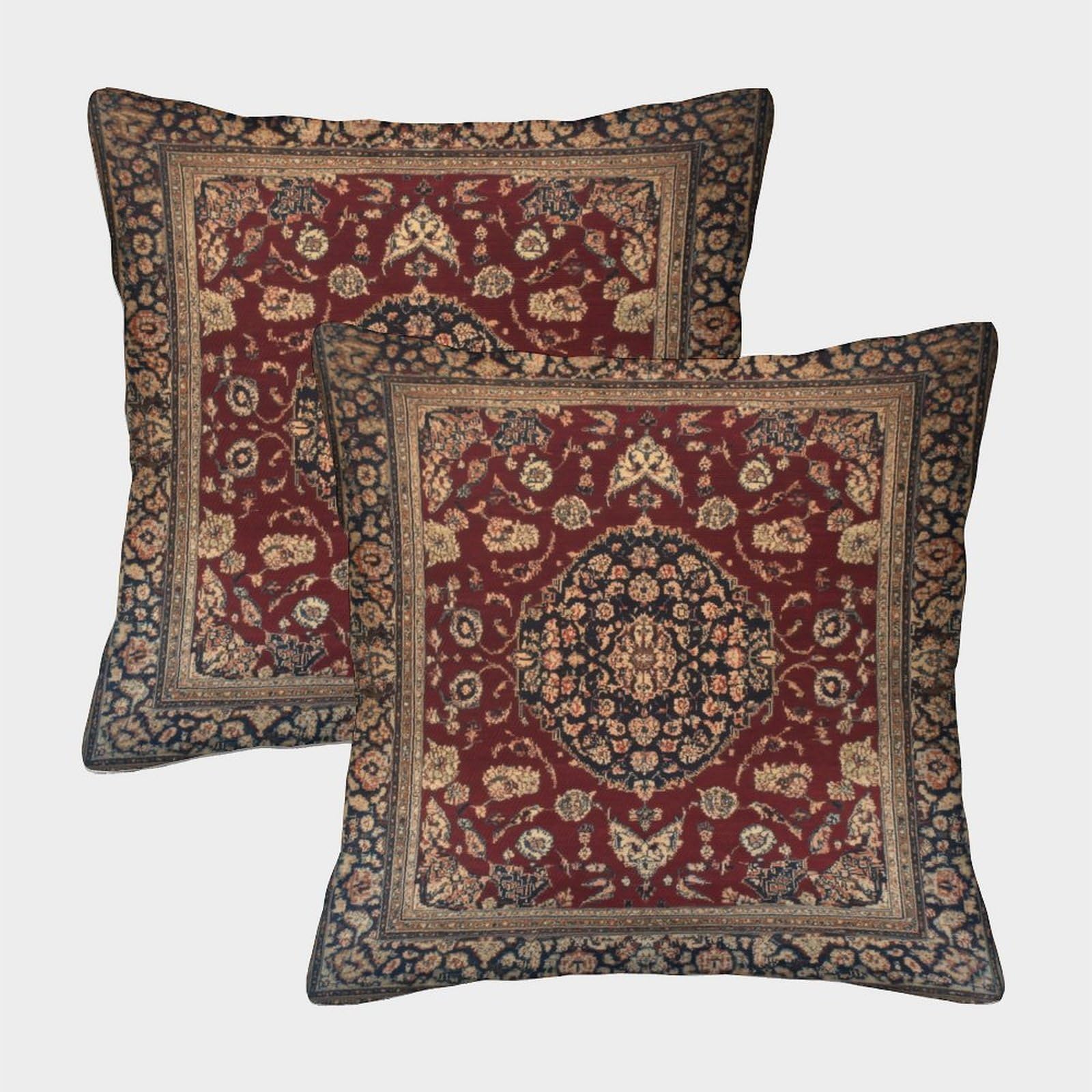 Felasbuid Style-1 Persian Rug—Traditional Ornate Design Pillow Covers 2 Pack Cozy Pillowcases Art Cushion Case With Invisible Zipper Decorative For Couch Livingroom 45X45cm