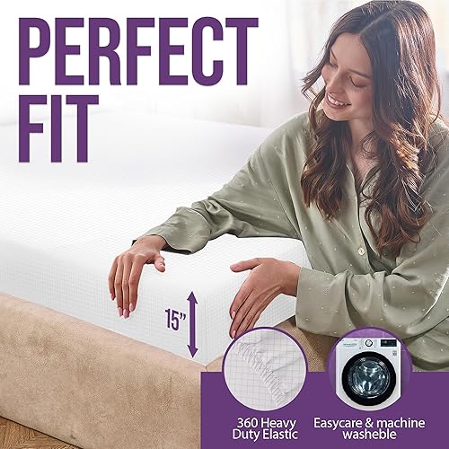 Miniatura 5 de Earth Grounding Sábanas tamaño King con 12% fibra de plata, 4% seda y 84% algodón, color blanco, sábana bajera conductora para un mejor sueño