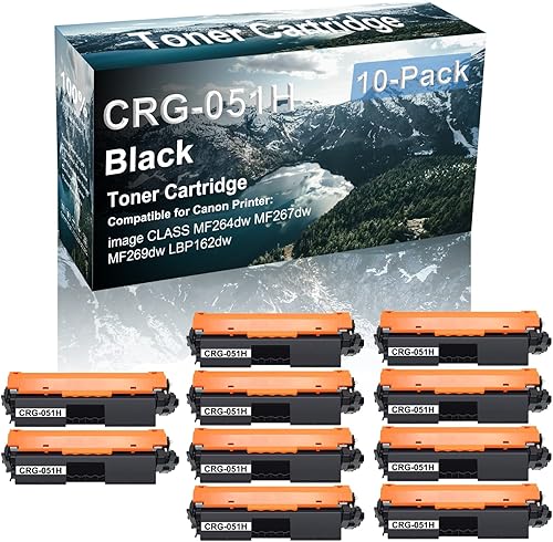 Paquete de 10 cartuchos de impresora láser compatibles (alto rendimiento) de repuesto para Canon CRG-051H cartucho de imágenes uso para impresora