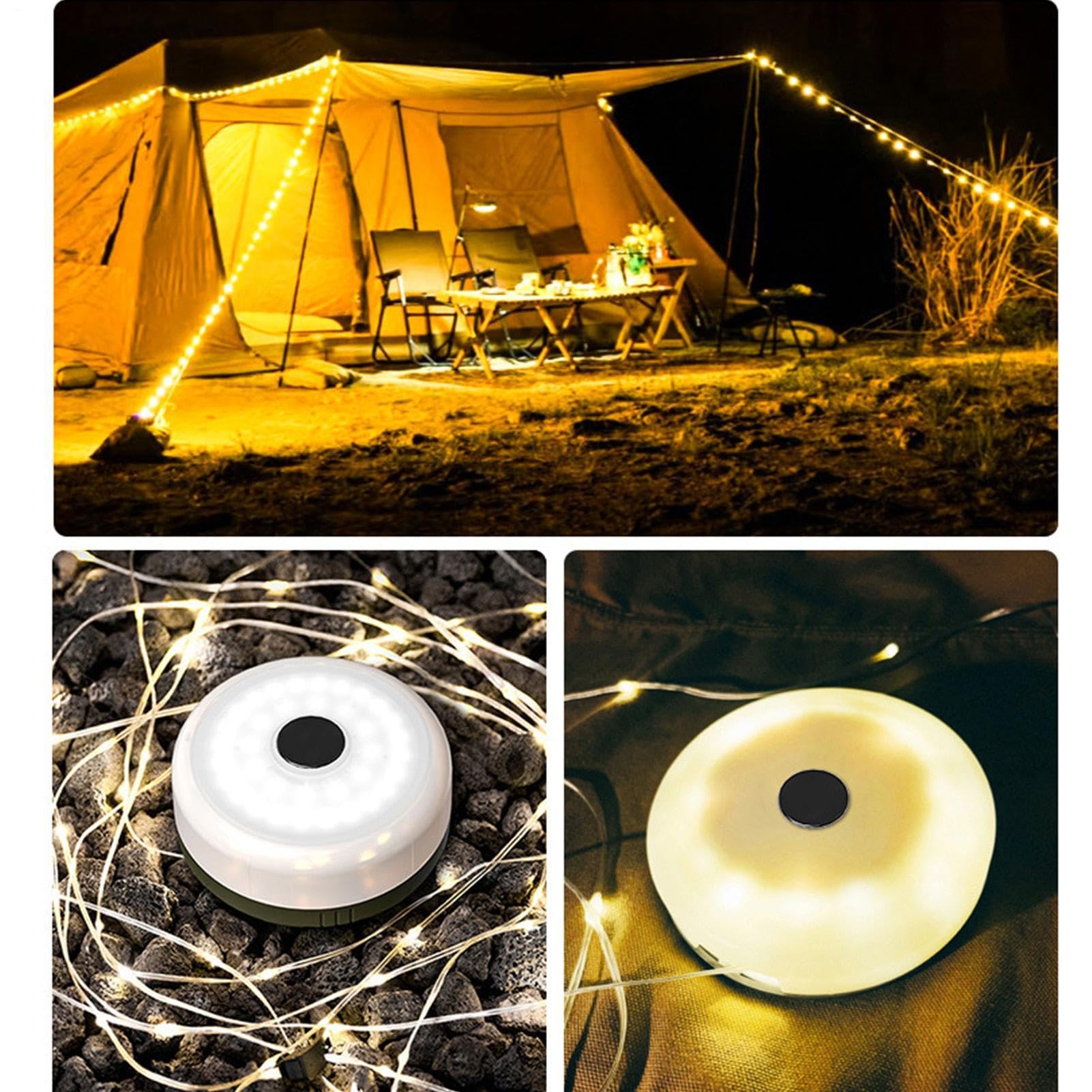 Guirlande Lumineuse pour le Camping 2600mAh avec Crochet 20 m Rechargeable