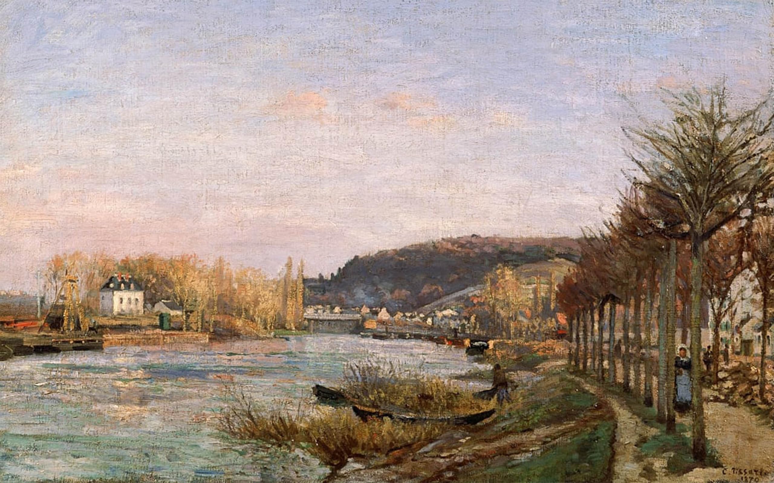 POSTERIIk Famous Print Pop Art Wall Art Graffiti the Seine At Bougival by Camille Jacob Pissarro Art Prints for Home Decor 60x90cm
