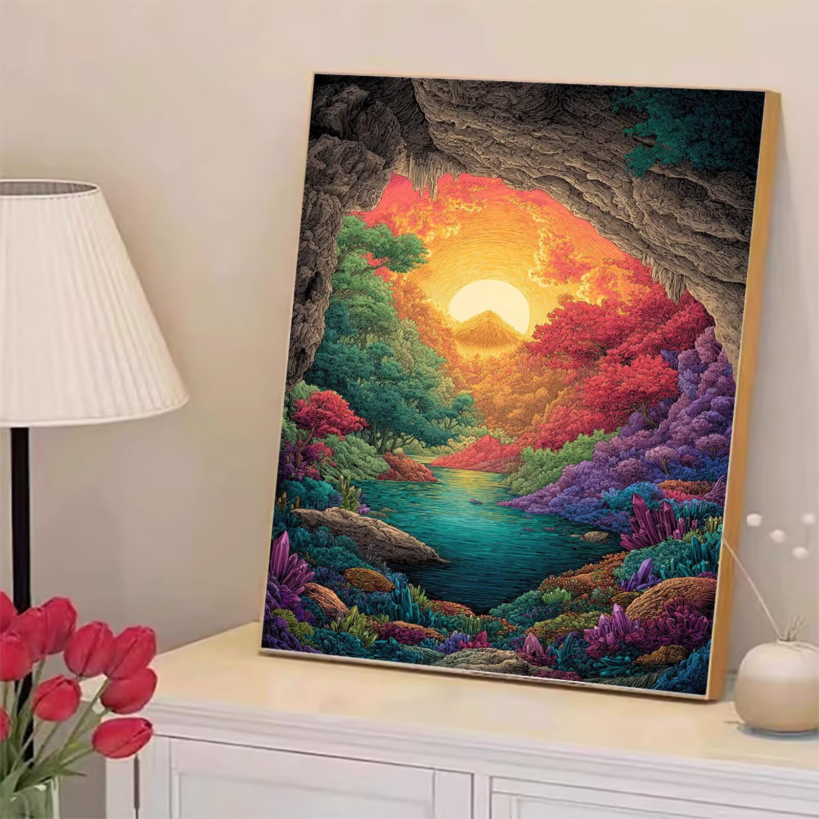 Zestawy artystyczne z diamentami dla dorosłych, zestawy do malowania diamentami z płótnem HD, DIY, klejnot, sztuka, błyszczący, kryształ górski, zestawy do haftu krzyżykowego do domu, biura, sztuka