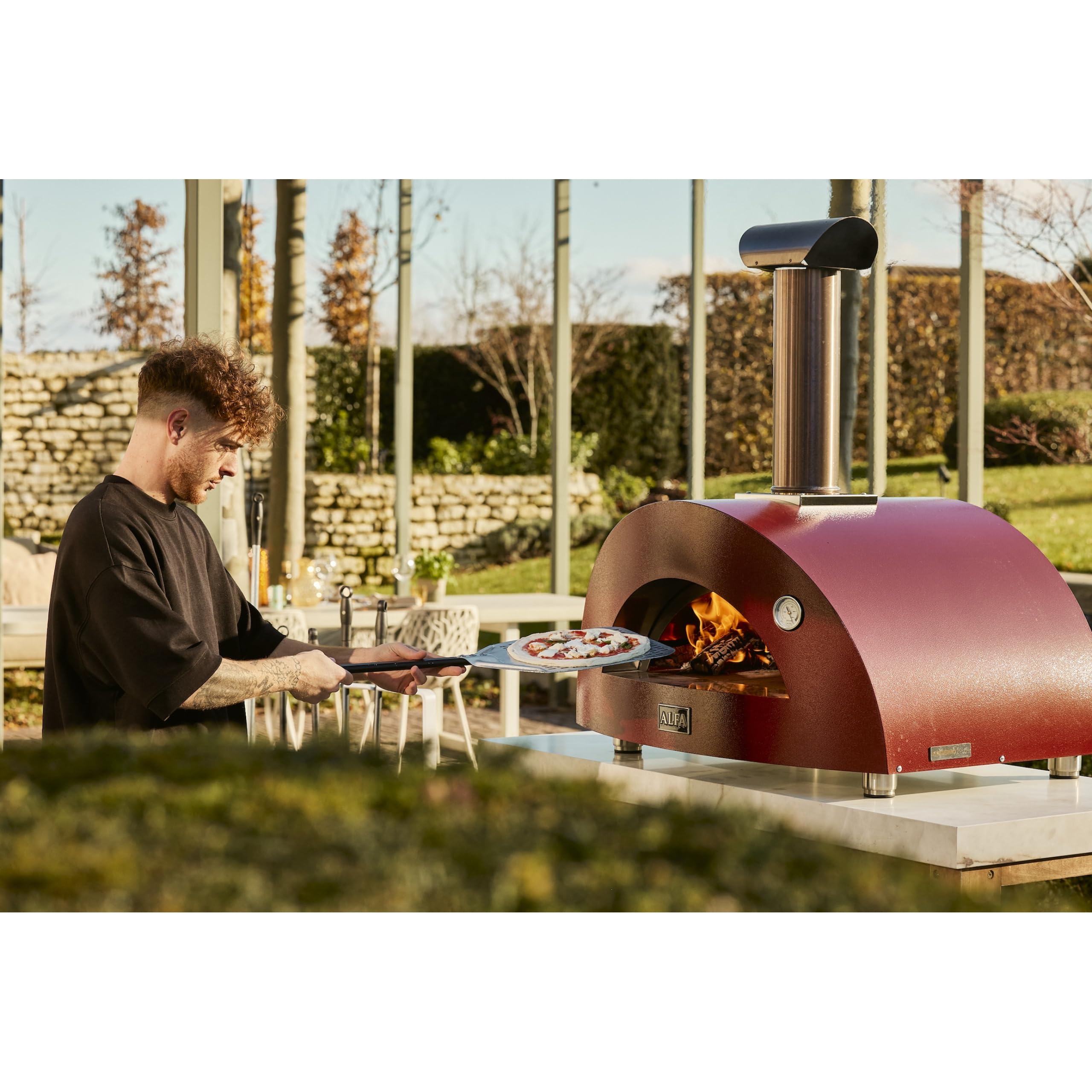 Alfa Forni Barbecue à gaz de la marque modèle moderne 1 Pizza Gas Antique Red