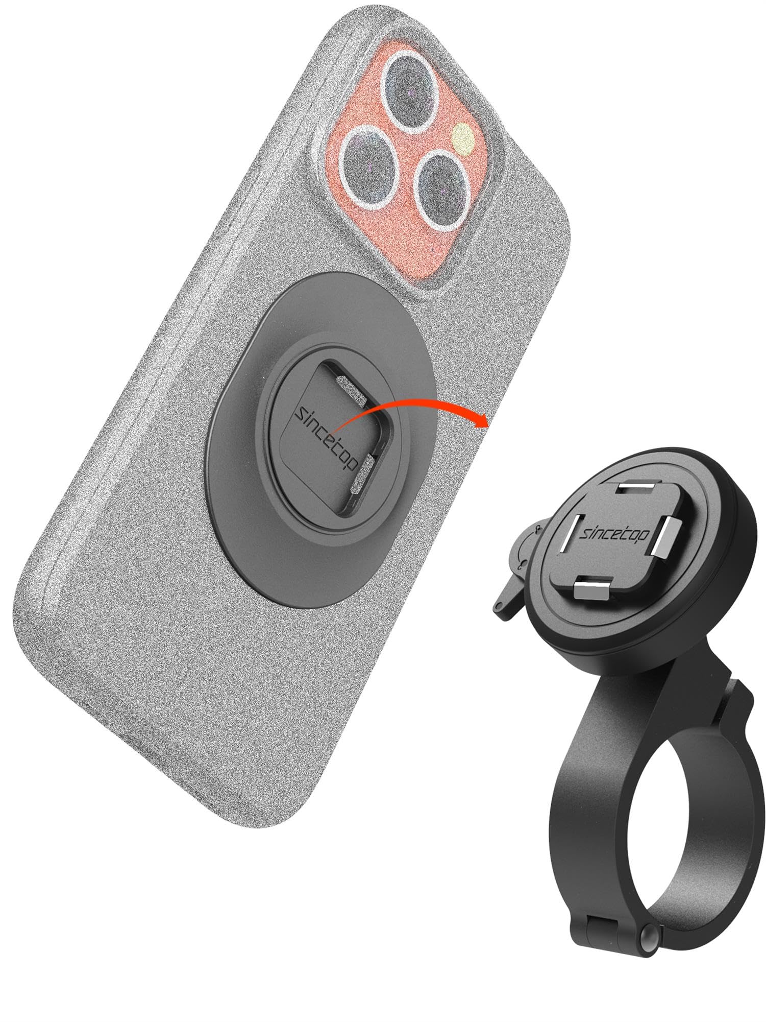 sincetop Serie Q [Quad] Porta Cellulare Moto,Porta Telefono Bici,Supporto Cellulare Bicicletta-Por ta in lega di alluminio a rilascio rapido - Compatibile con, bici elettriche, motociclette e scooter