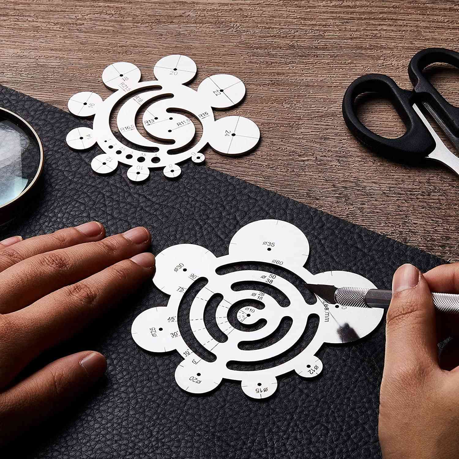 Acheter Règle de coupe d'angle ronde en cuir, modèles de cercles en métal, outils pour le bricolage Acheter Règle de coupe d'angle ronde en cuir, modèles de cercles en métal, outils pour le bricolage