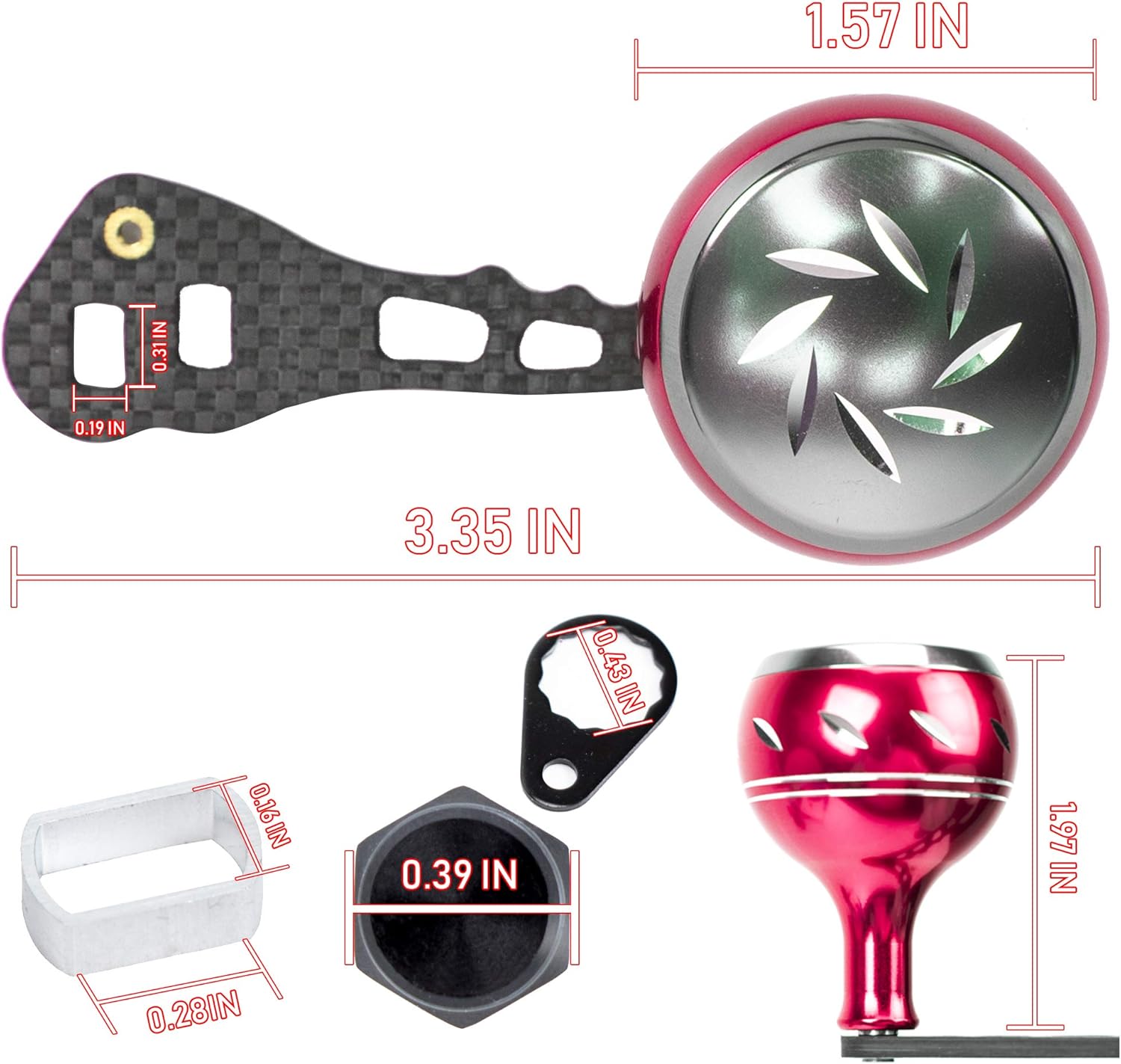 JEKOSEN New Replacement Carbon Fiber Power Fishing Reel Handle Aluminum knobs Accessories for Baitcasting Rocker