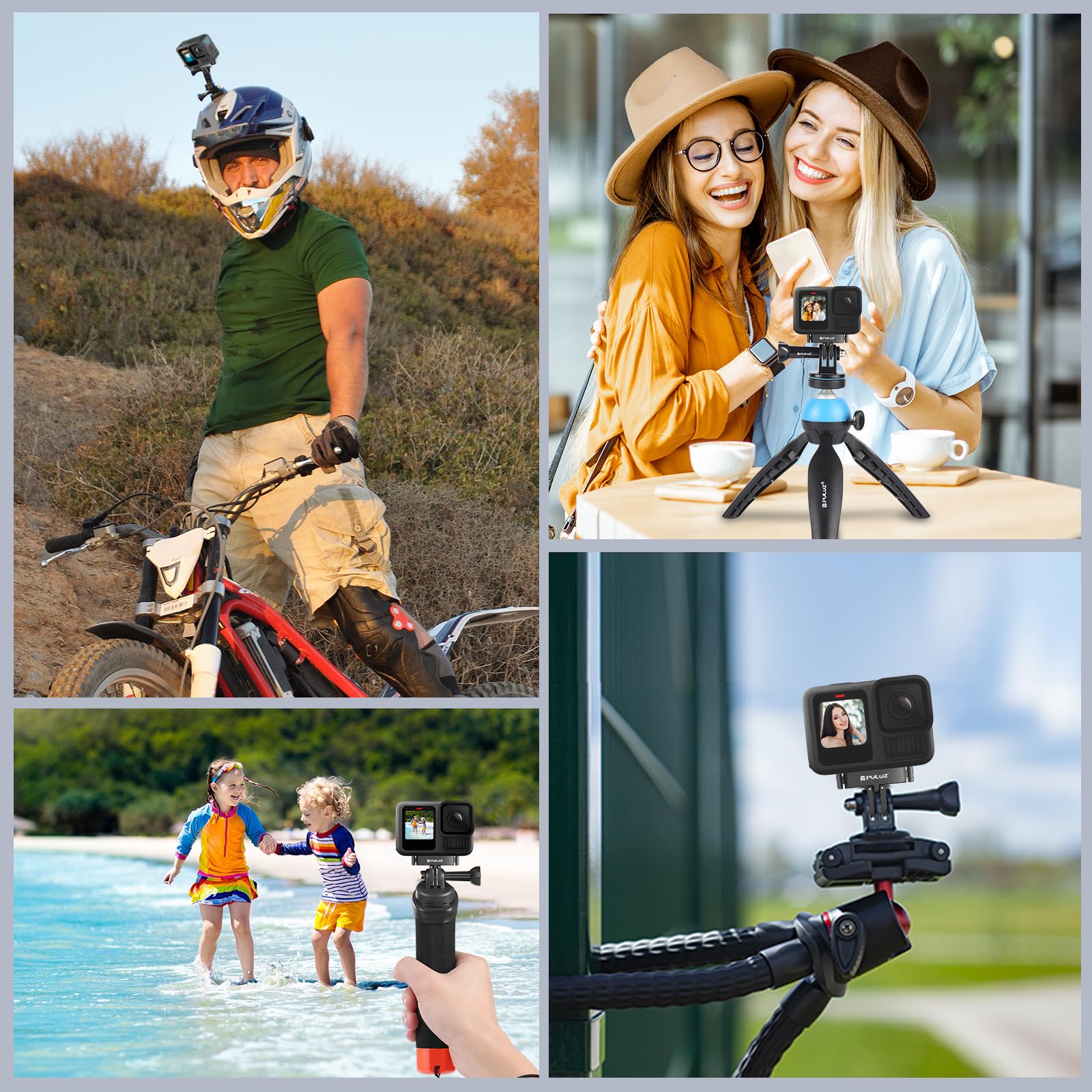 PULUZ Soporte magnético para GoPro Hero 13 negro, montaje de liberación rápida con orificio de tornillo de 1/4 a 20 puertos de conector de trípode para GoPro Hero 13