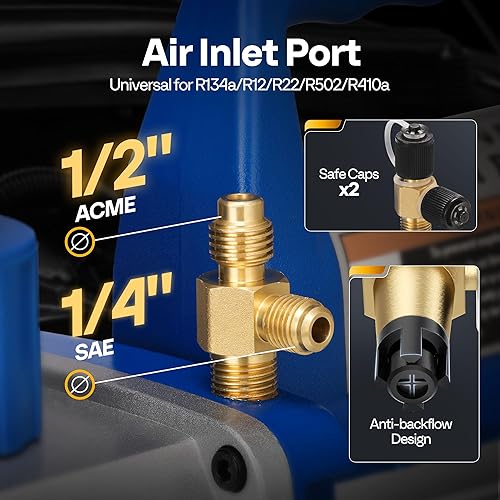 Miniatura 10 de VIVOHOME Bomba de vacío de aire HVAC de doble etapa de 110V 12 HP 5 CFM con botella de aceite, color rojo