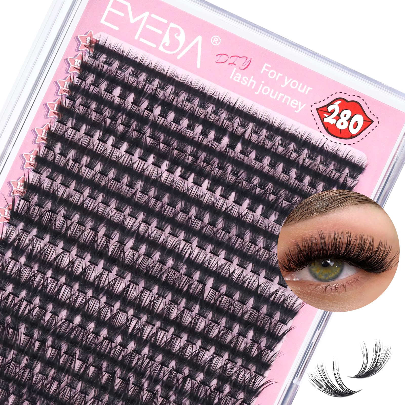 EMEDA Lash Clusters 280pcs 30D 40D Individual Lashes D Curl lash clusters Mixed Tray 9-16mm Cluster Lashes DIY Lash Extensions Soft Eyelash Clusters (50D-0.07D-9-16mm)
