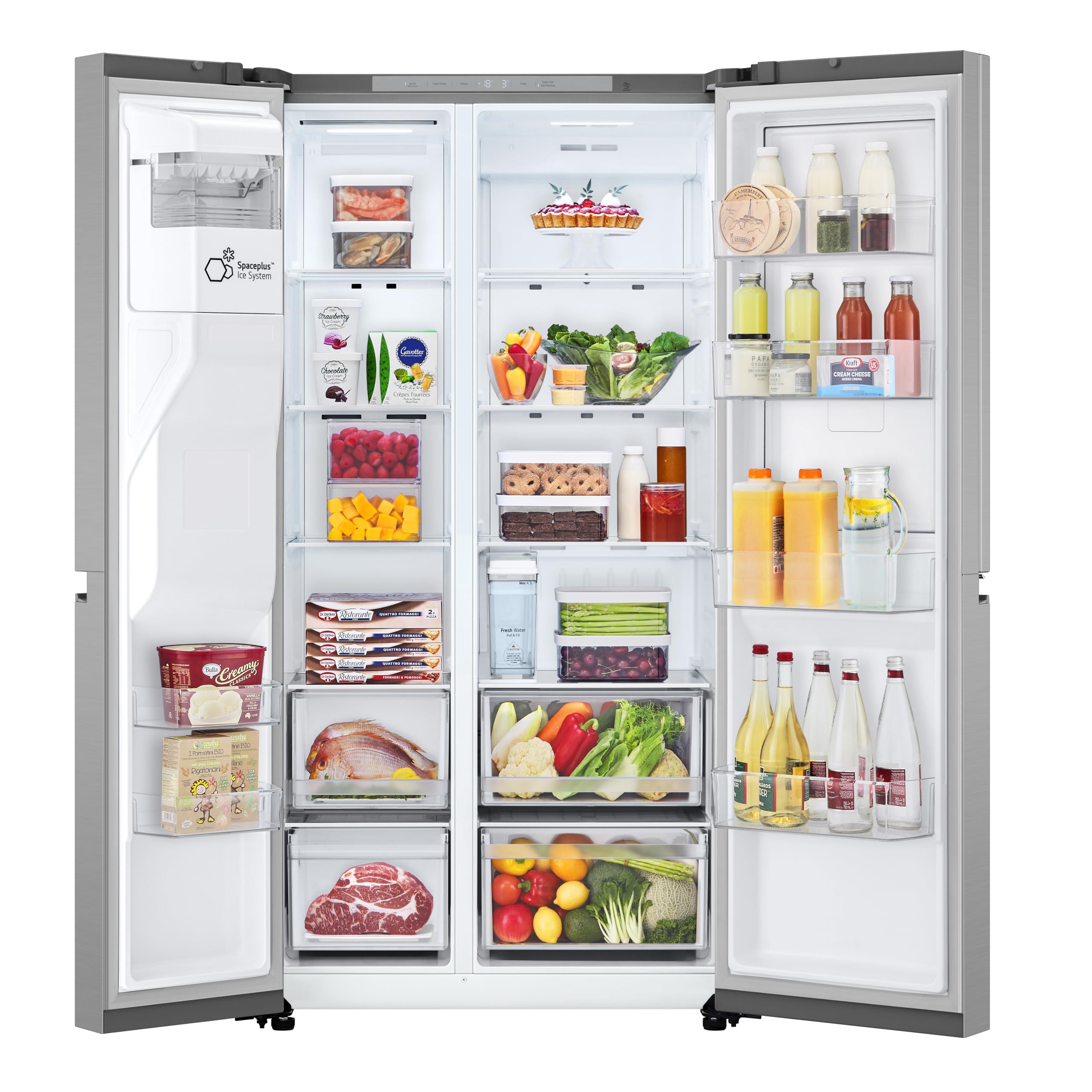LG GSJC41PYPE - Frigorifero Side by Side, serie 400, Instaview Door-In-Door, senza presa d'acqua, Classificazione E, 641 L, Inox Anti impronte