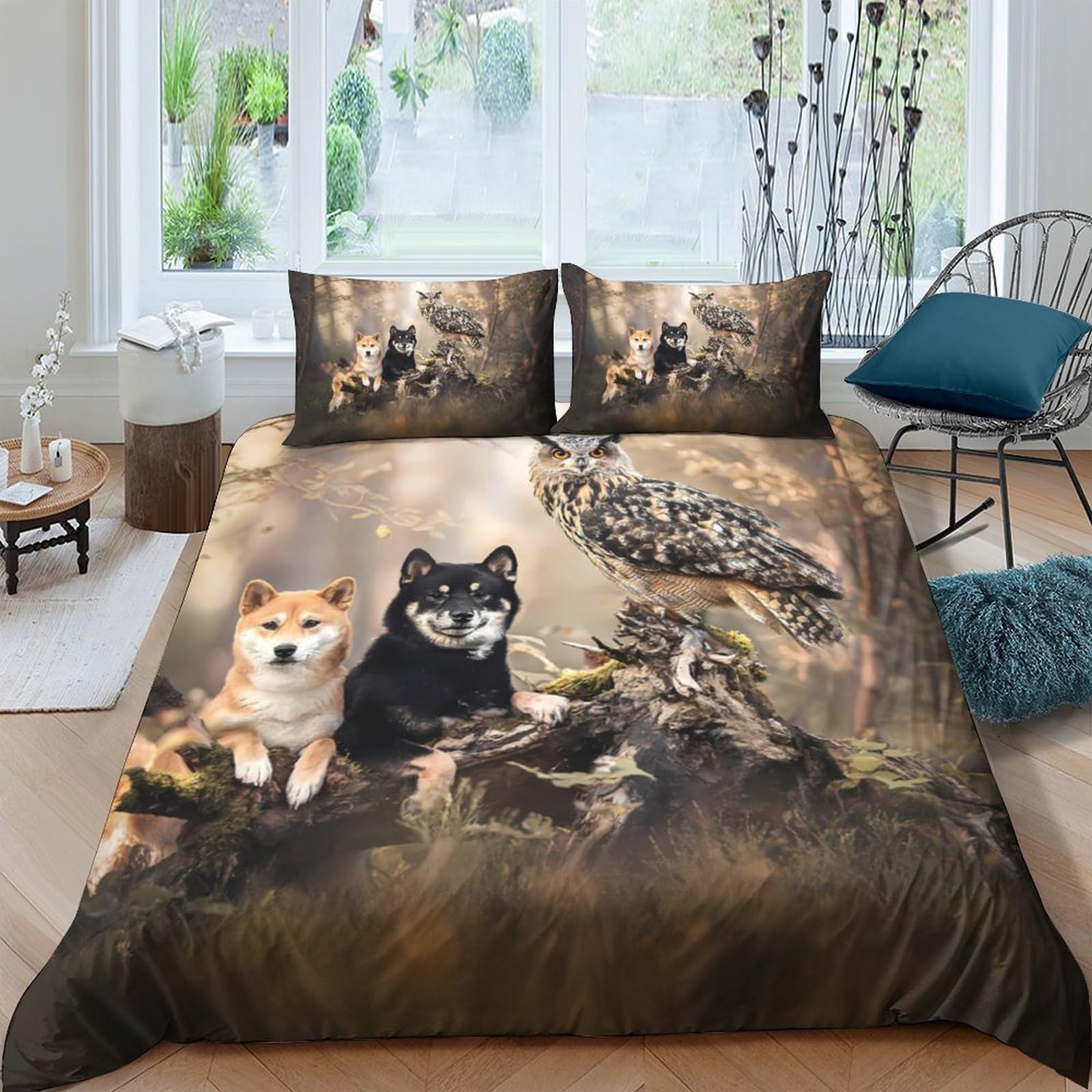 Ctjqhvkz Style-8 3D Printed Forest Cat Fitted Sheet Microfiber Soft Breathable Woodland Animal Bed Cover For Bedroom Guest Room Decor Single（135X200cm）