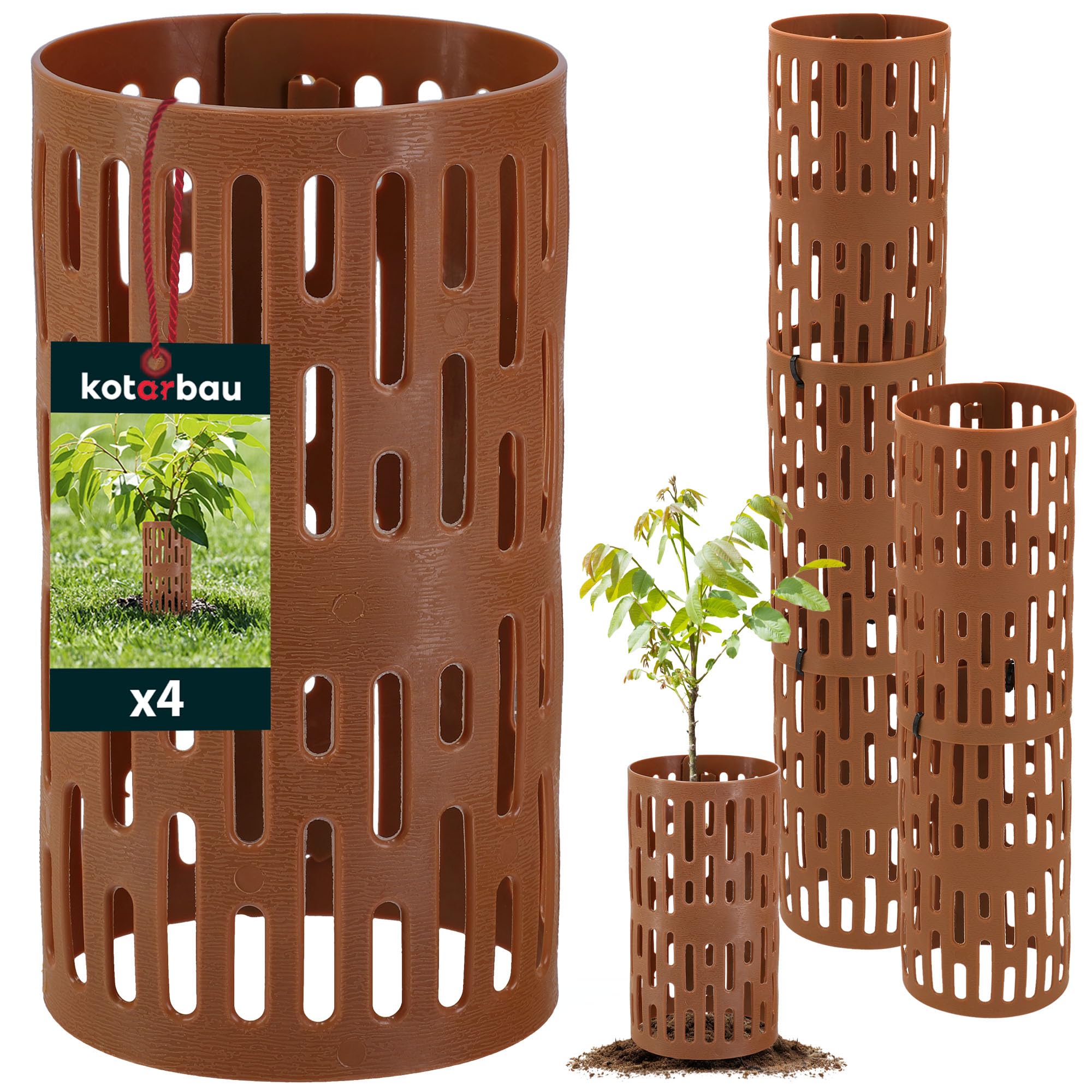 KOTARBAU® 4 pcs Tree Guards - Tree Protectors Tubes - Plastic - ⌀ 10,5 cm (4.13 in) - 20 cm Height (7,87 in) - Green - Sapling Protector - Bark Guard