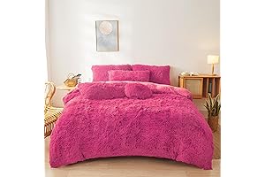 FOPPA Hot Pink Fluffy Comforter Set King