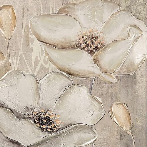 Miniatura 4 de Touch of Class Lienzo decorativo para pared, diseño floral, beige, marfil, adornado a mano, rectángulo, diseños de magnolia, cuadro de arte de