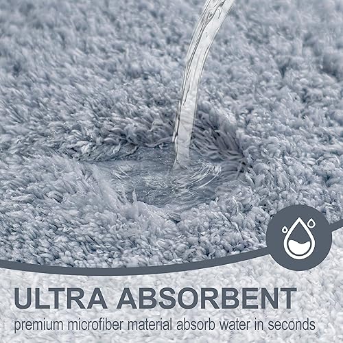 Miniatura 3 de Alfombras de Baño Antideslizantes 24"x16", Alfombrillas de Baño Absorbentes de Secado Rápido, Alfombras de Baño de Microfibra Shaggy, Felpa Extra