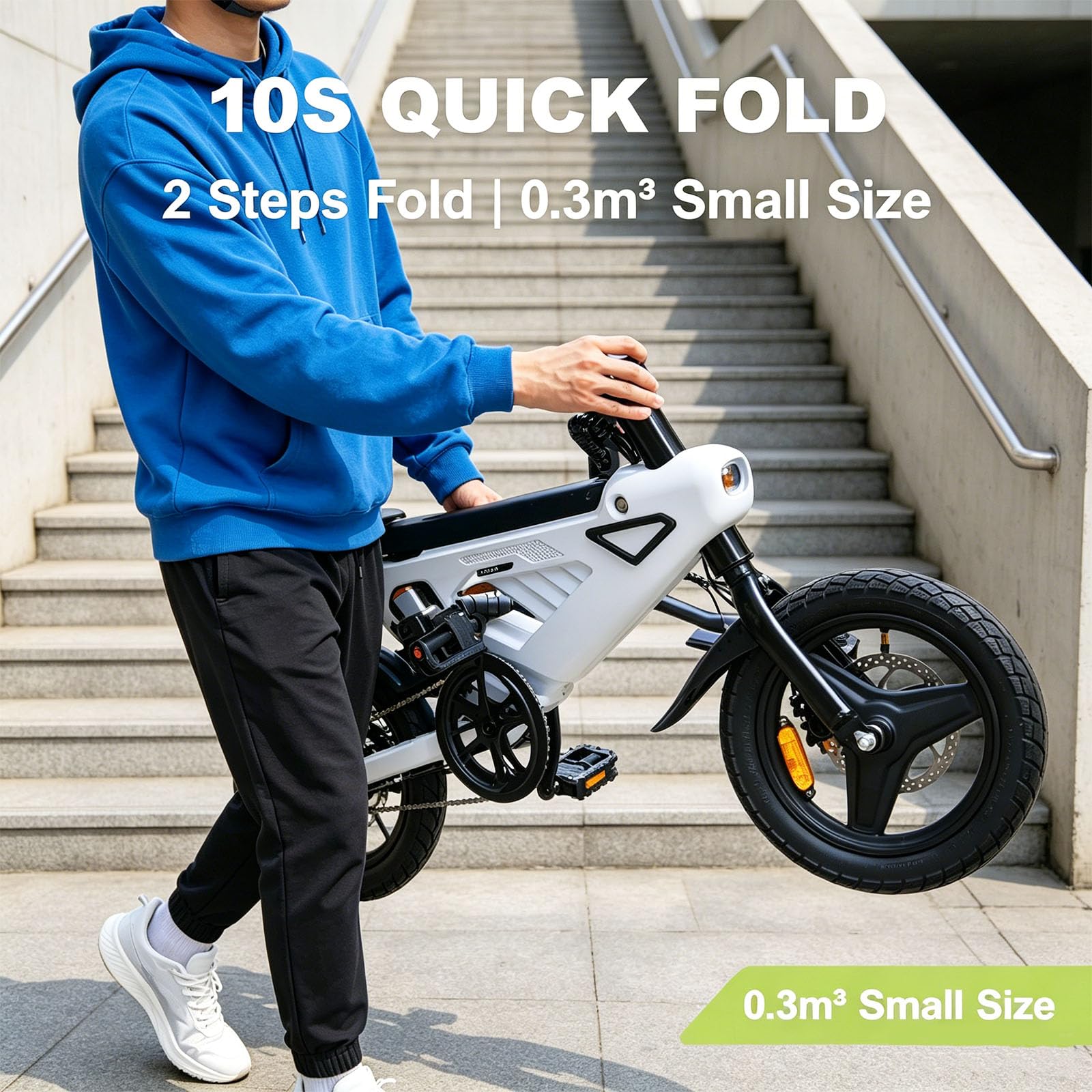 A02 Bicicleta Electrica Plegable 14 Pulgadas - Bici Electrica con Batería de 36V 6.5Ah, 250W Motor, Todo Terreno Ebike para Adulto, Alcance de 15-30 km E-Bike, Unisex Adulto Bici Electrica