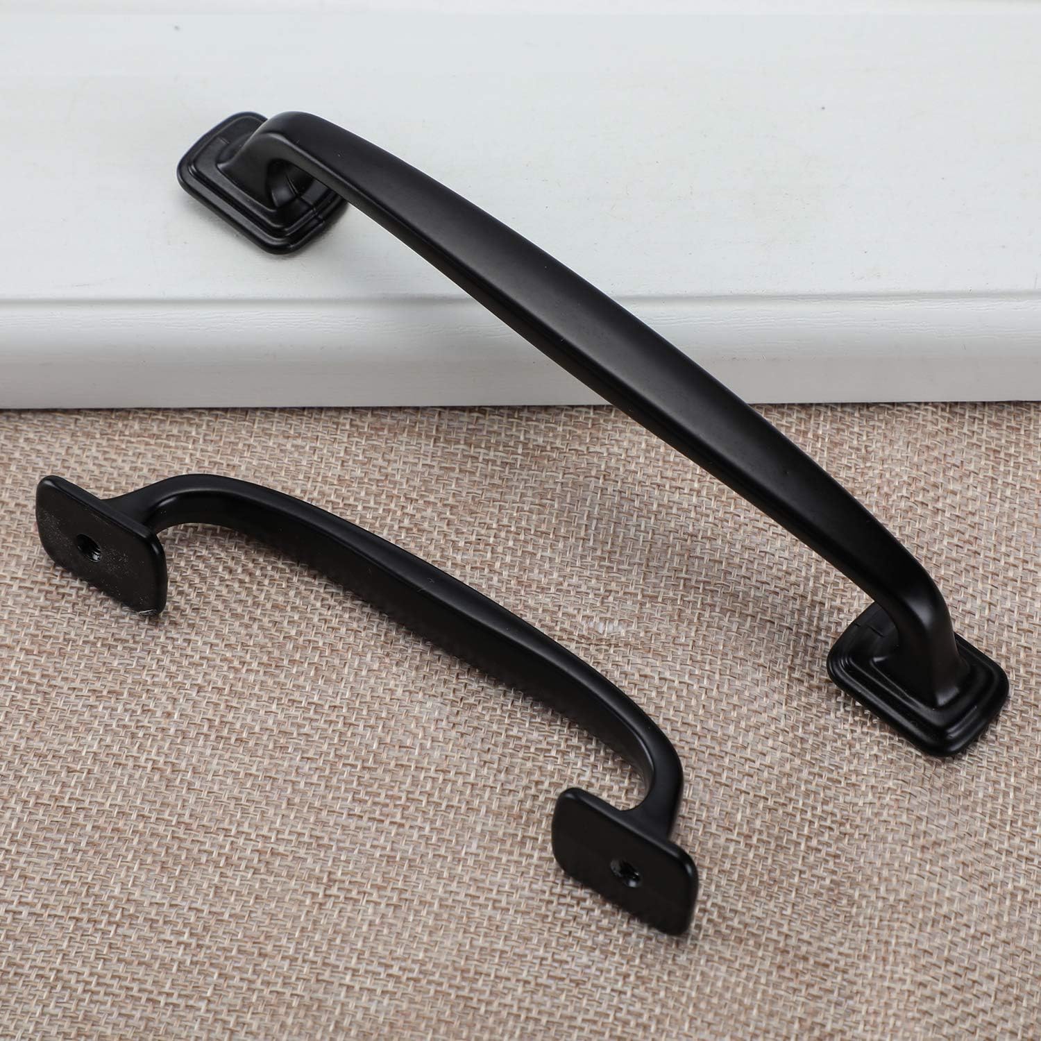 10 Pack MOOD.SC 3.8-inch Square Contemporary Cabinet Handle Pull Black Furniture Handlefor Kitchen Cupboard Door Bedroom Dresser Drawer Bathroom Wardrobe Hardware (10, Screwhole Distance: 3.8"/96mm)