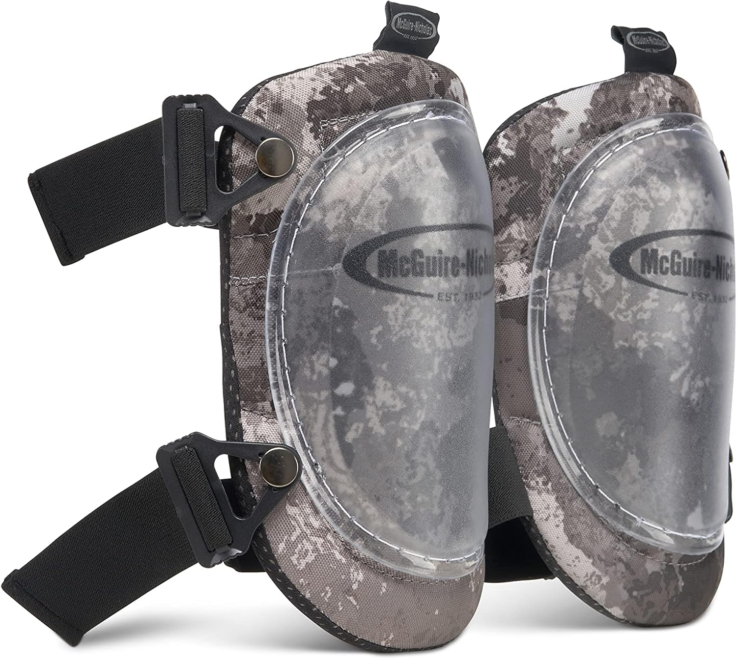 McGuire-Nicholas Easy Swivel Kneepads, 1 Pair, Black | Nylon with clear poly hard shell, contoured foam lining and swivel cap for flooring, construction, or landscaping work