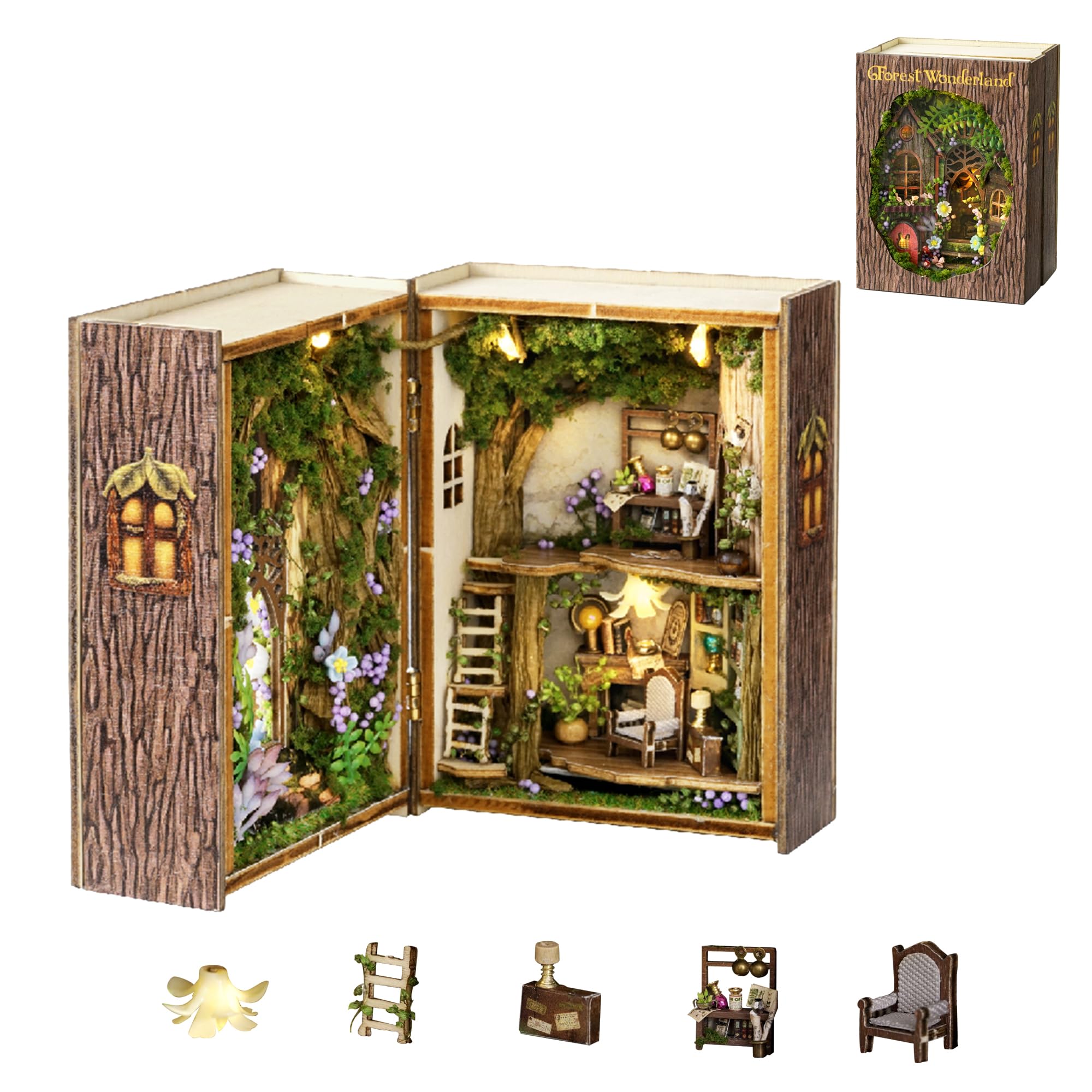 Flever Dollhouse Miniature DIY House Kit Creative Room with Furniture for Romantic Valentine's Gift (Forest Wonderland)