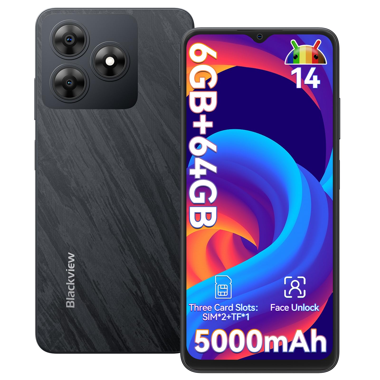 Blackview WAVE 8C Mobile Phones (2025), Android 14 Smartphone, 6GB