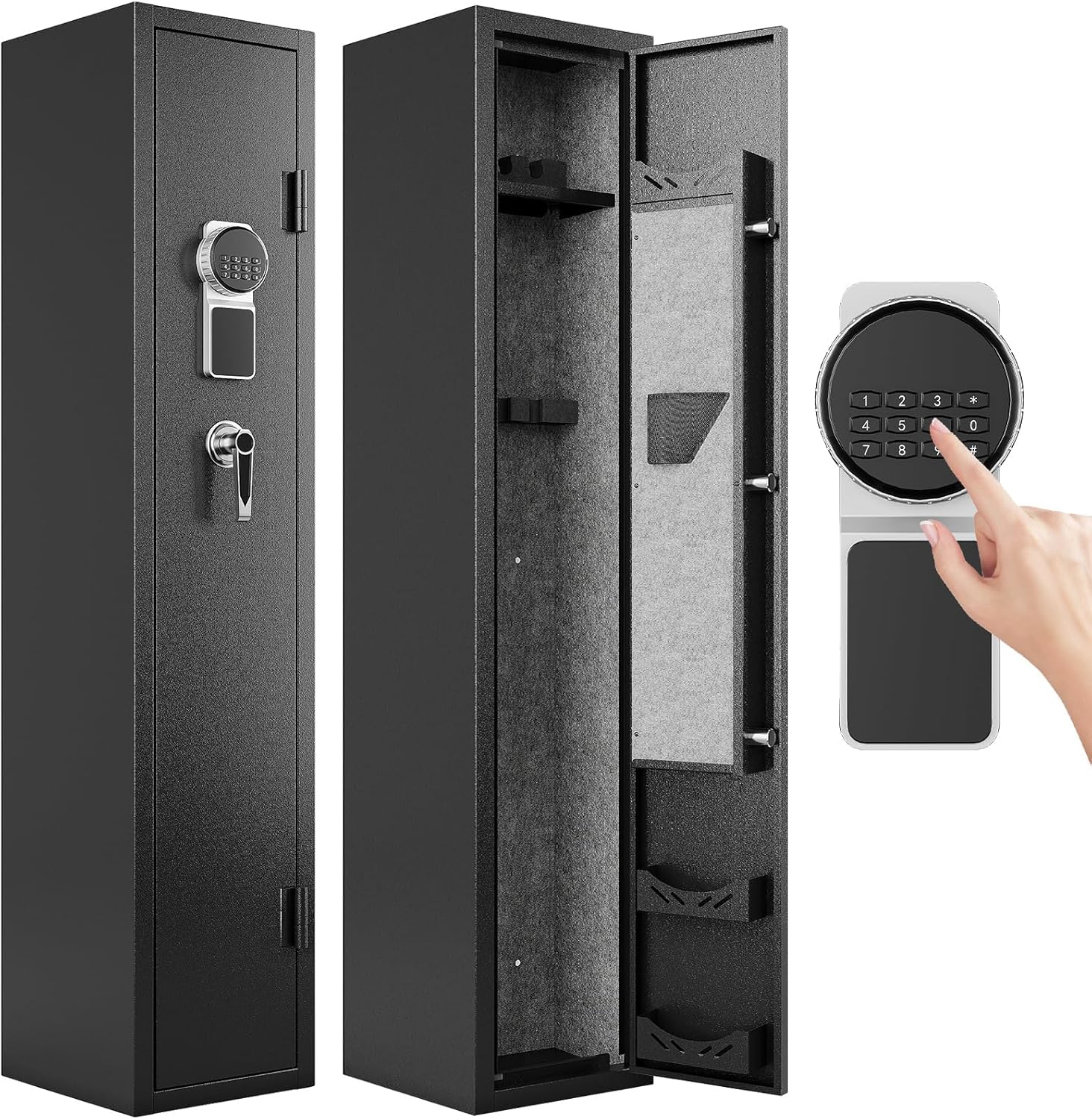 KAER Gun Safe with 180-Degree Door, pistol rack and shelves