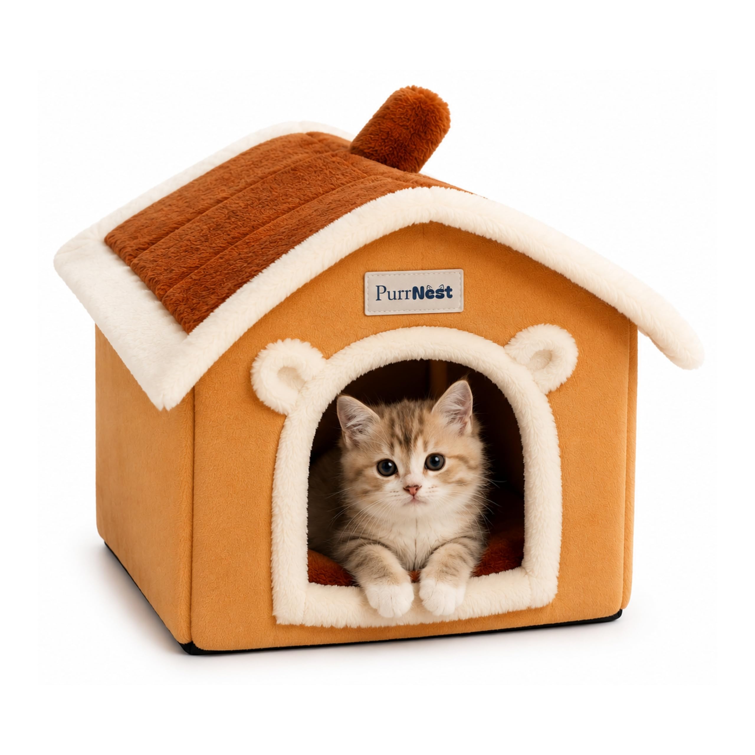 Maison Premium pour Chat, Niche Intérieure avec Coussin Doux Lavable, Couchage Cocon Confortable pour Chat et Petit Chien