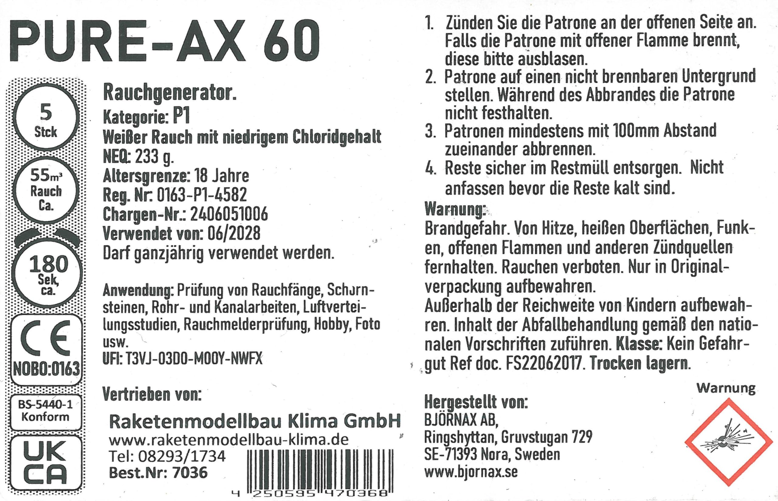 Rauchpatronen Pure AX-60 weiß 5 Stück